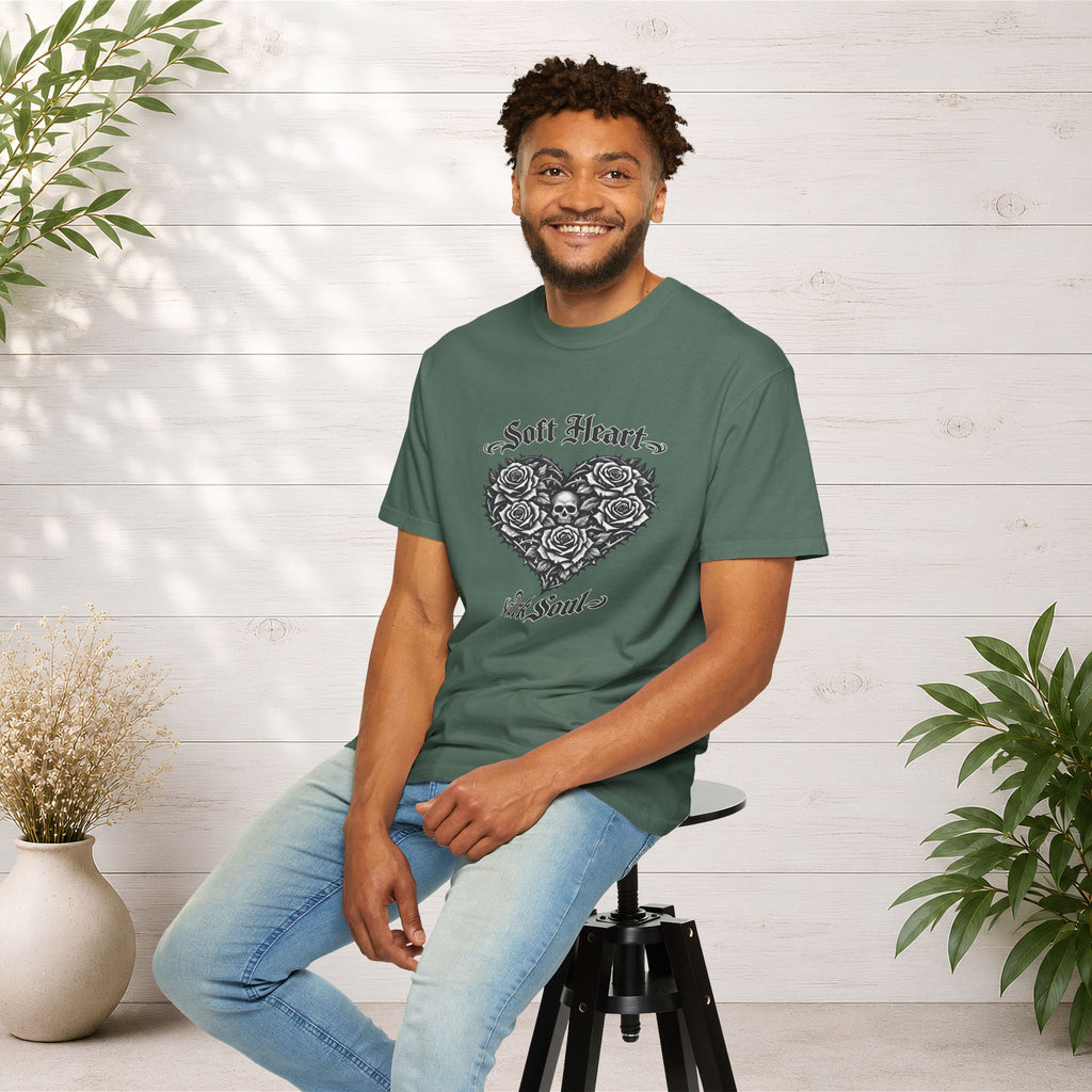 Soft Heart Dark Soul T-Shirt — Gothic Rose Skull Graphic Tee