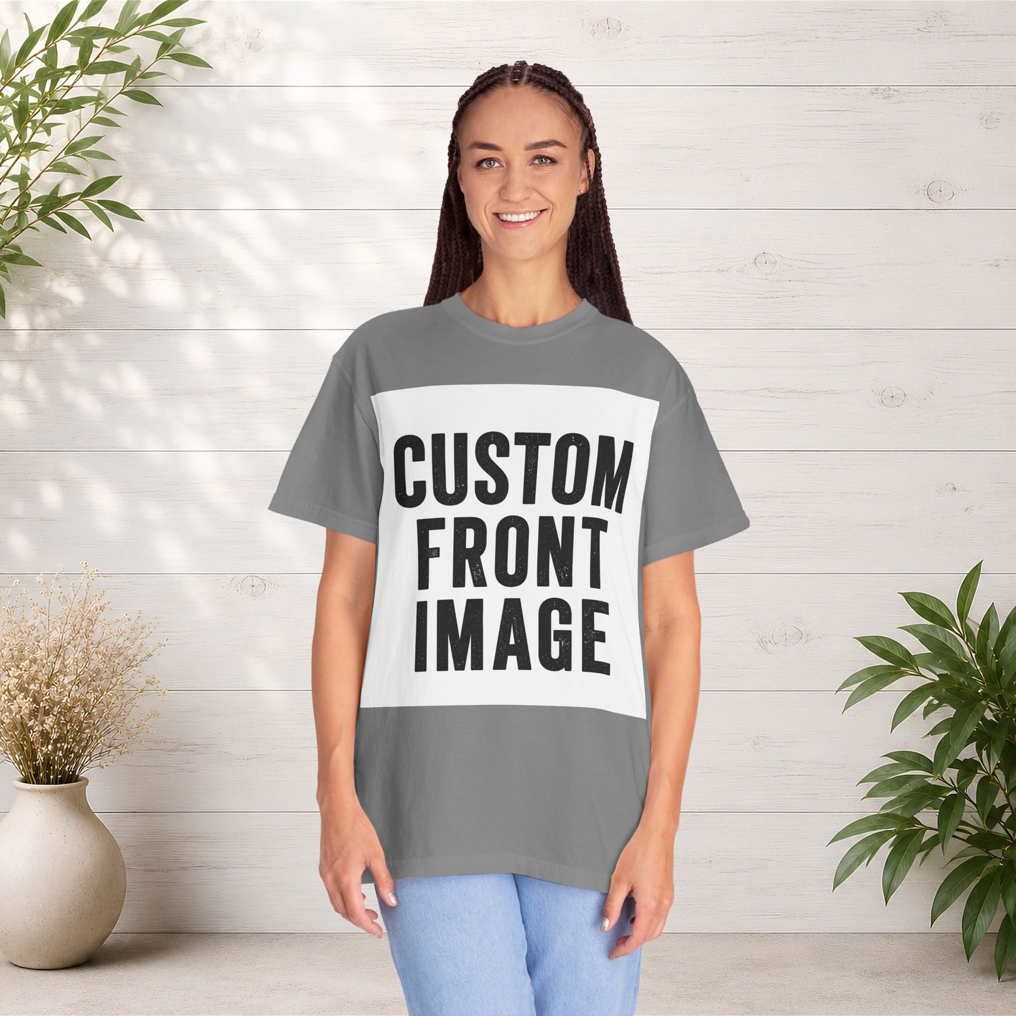 Custom Square Image Front T-Shirt - Add Your Own Image