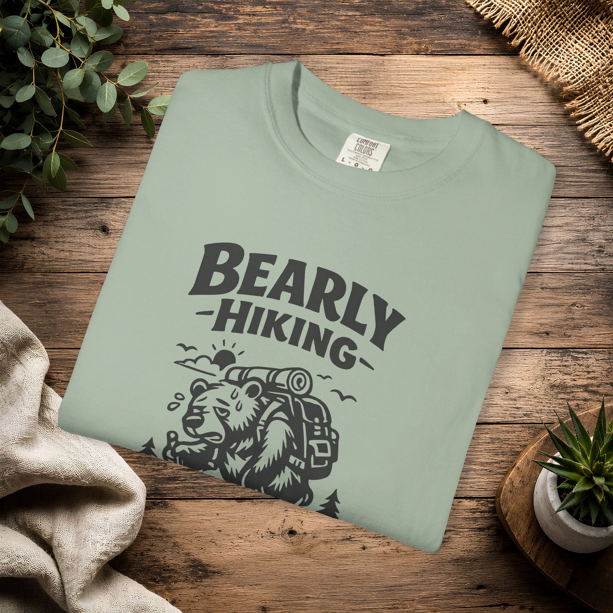 Bearly Hiking T-Shirt — Funny Bear Backpacking Graphic Tee for Hikers & Outdoor Lovers