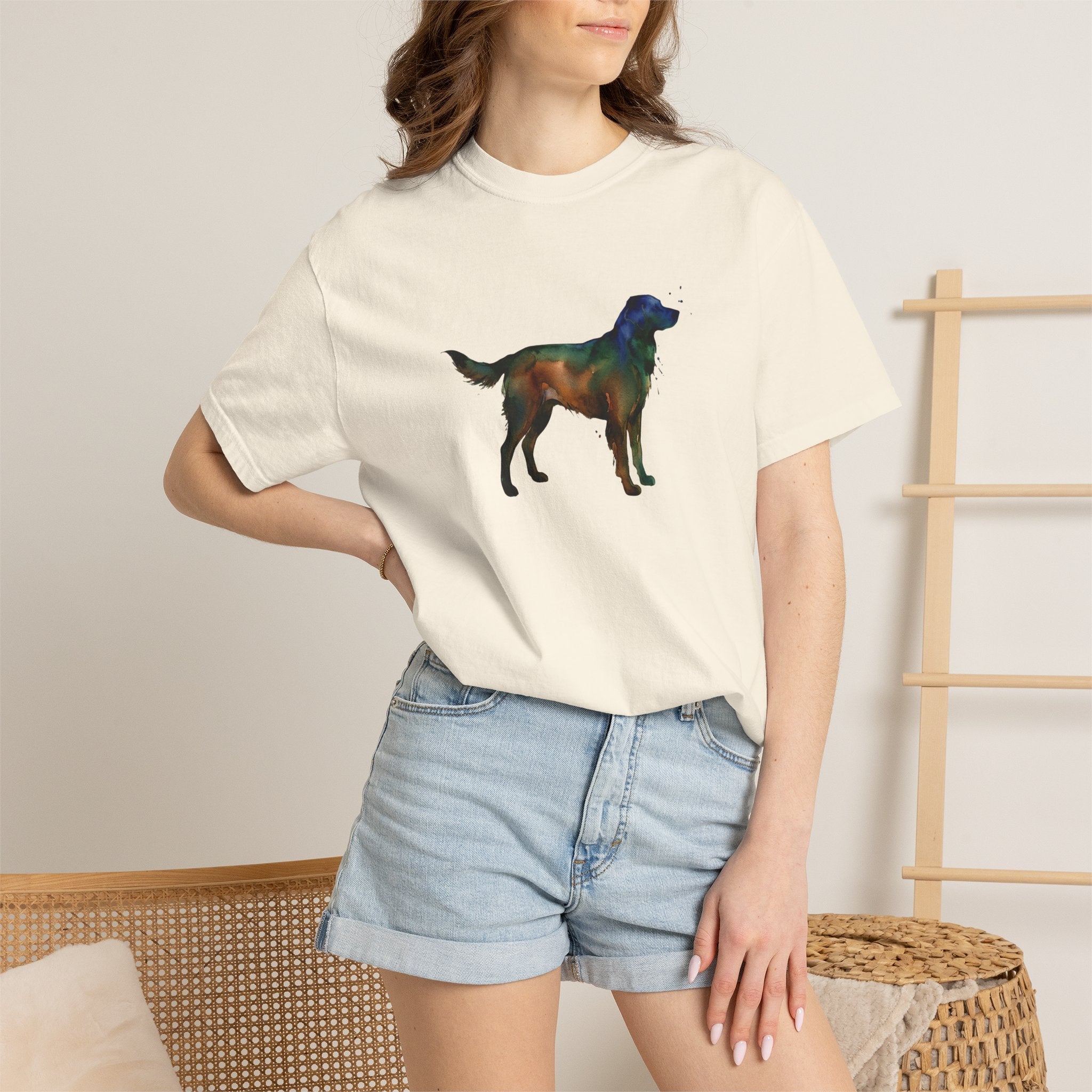 Golden Retriever Silhouette T-Shirt — Colorful Dog Graphic Tee for Pet Lovers