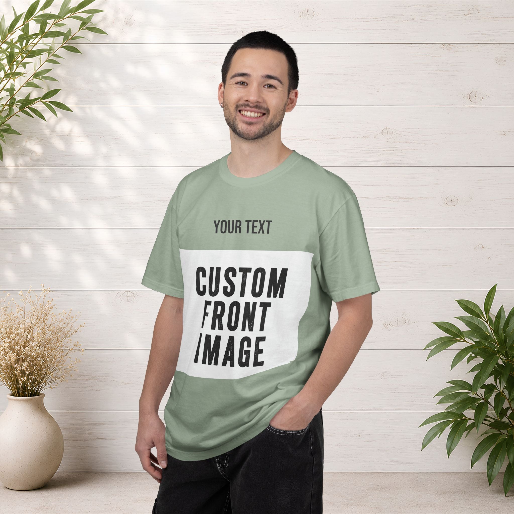 Custom Front Landscape Print T-Shirt — Personalized Text & Image Tee