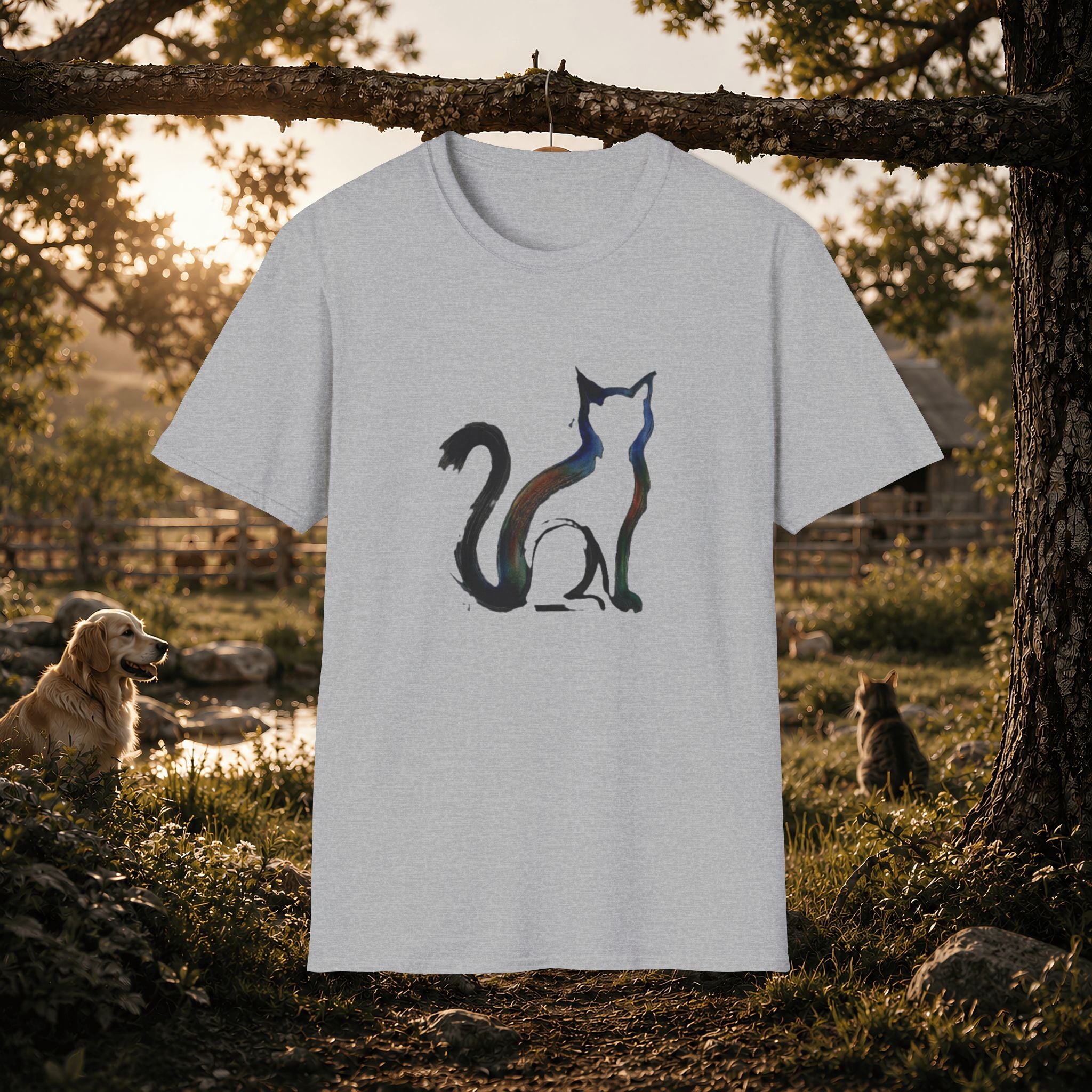 Silhouette Cat Illustration T-Shirt | Minimal Cat Artwork