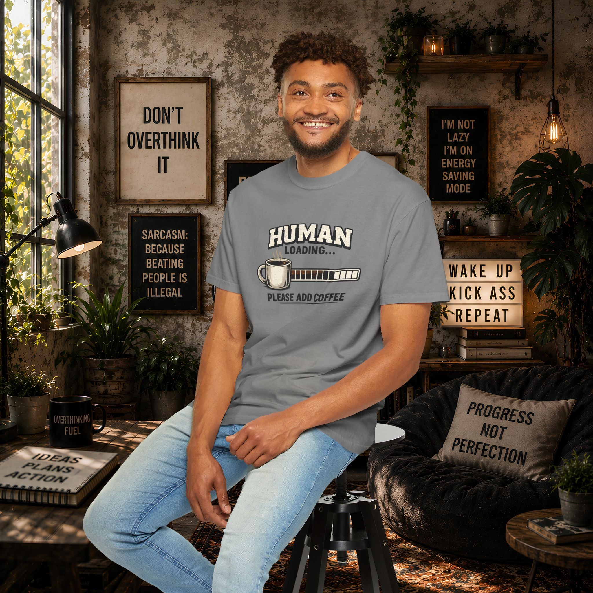 "Human Loading... Please Add Coffee" Funny Coffee Lover T-Shirt
