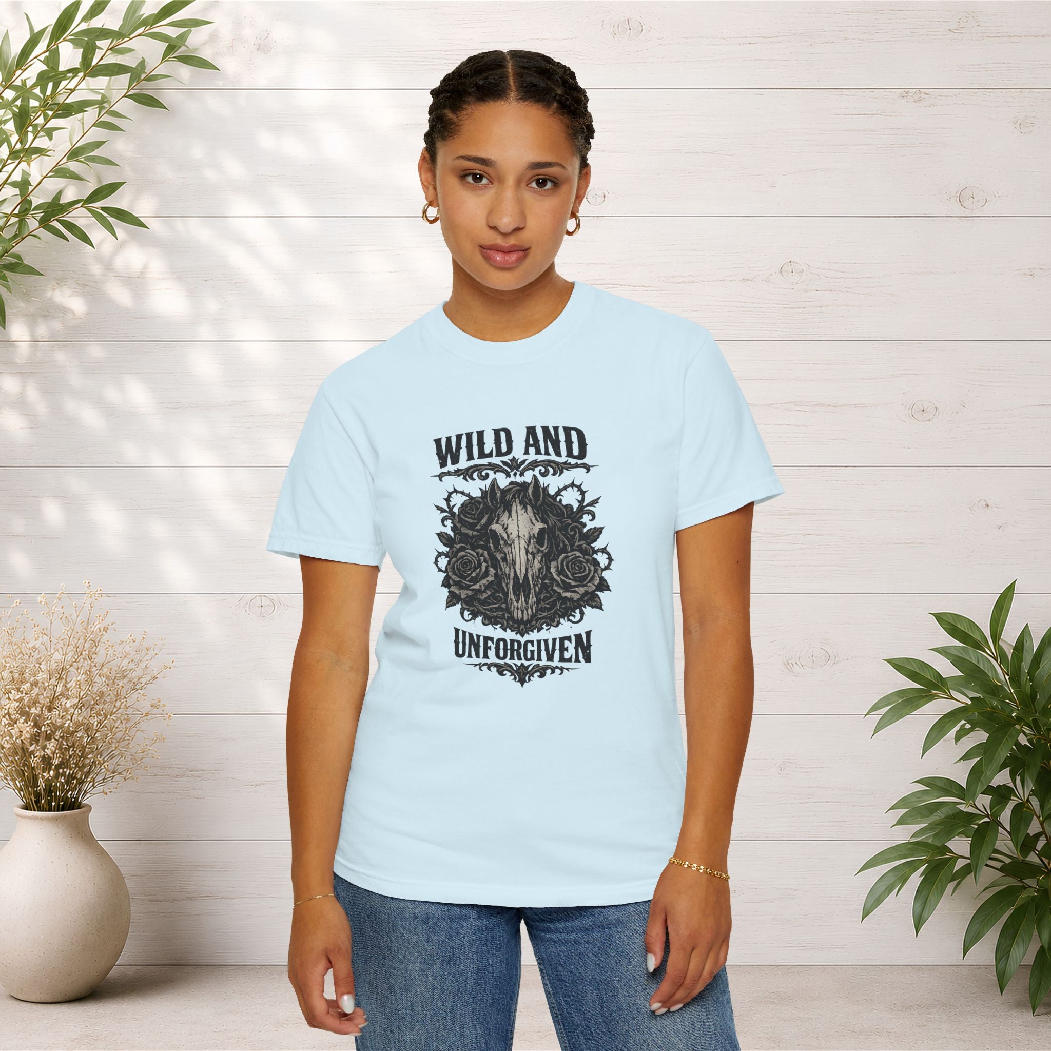 Wild and Unforgiven Skull Tee – Horse Rider Graphic T-Shirt