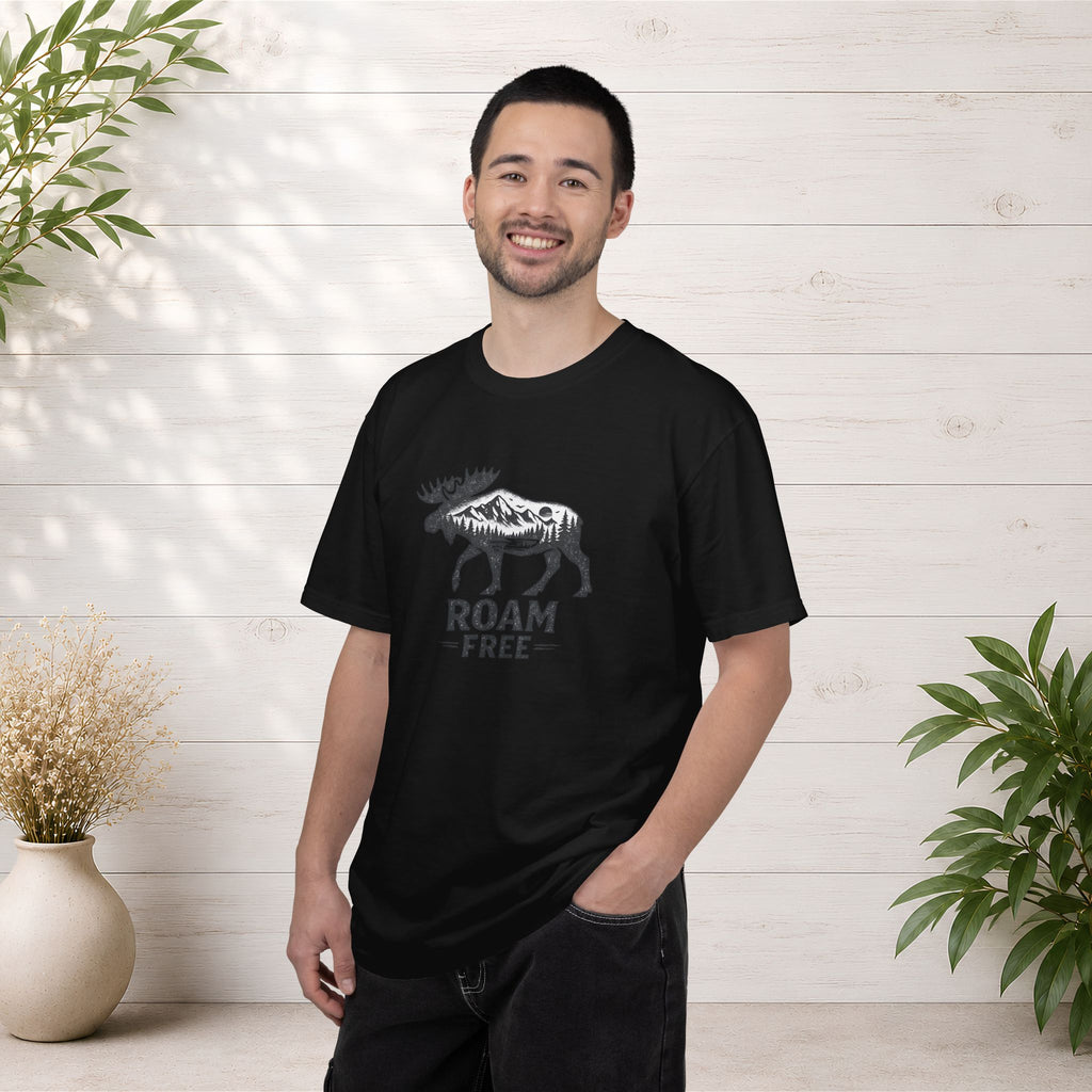 Roam Free Moose T-Shirt — Outdoorsy Nature Graphic Tee