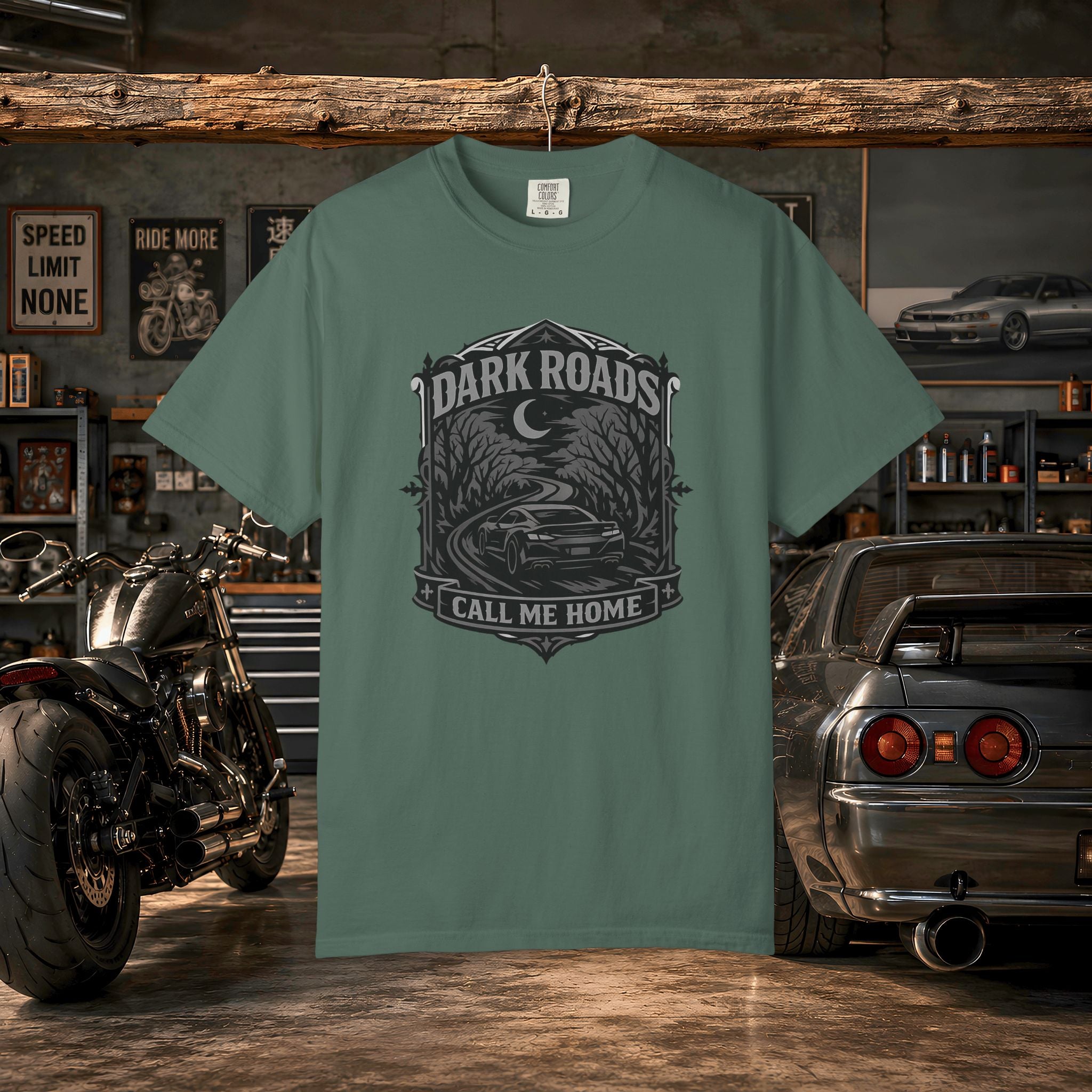 Dark Roads Call Me Home T-Shirt — Vintage Night Drive Graphic Tee