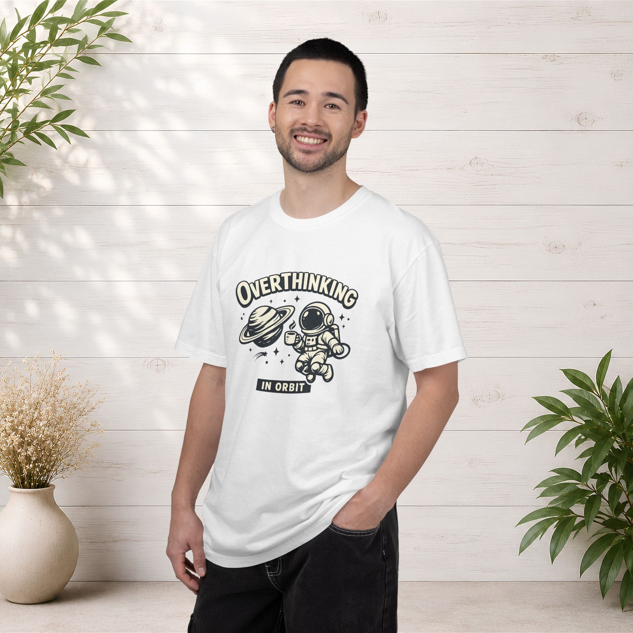 Overthinking In Orbit T-Shirt — Cute Astronaut Graphic Tee