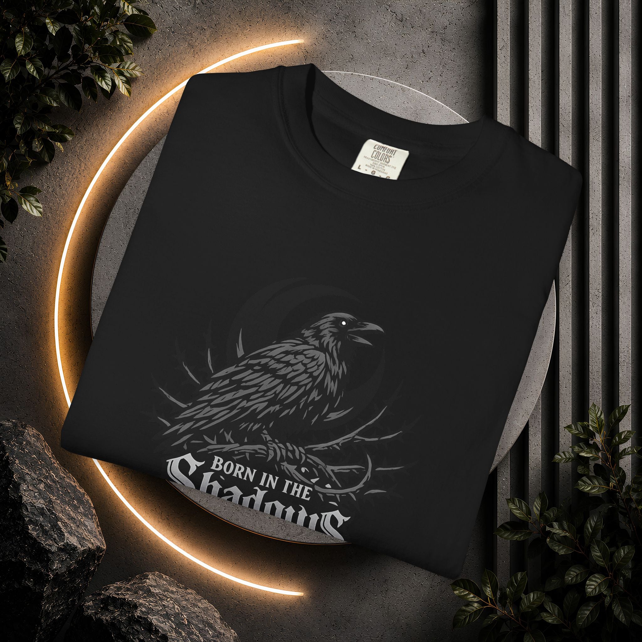 Raven in the Shadows T-Shirt — Gothic Raven Graphic Tee