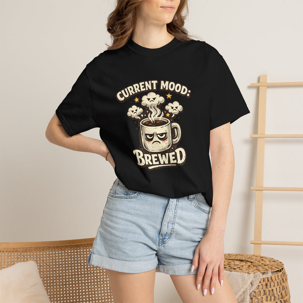 Coffee T-Shirt — "Current Mood: Brewed" Graphic Tee