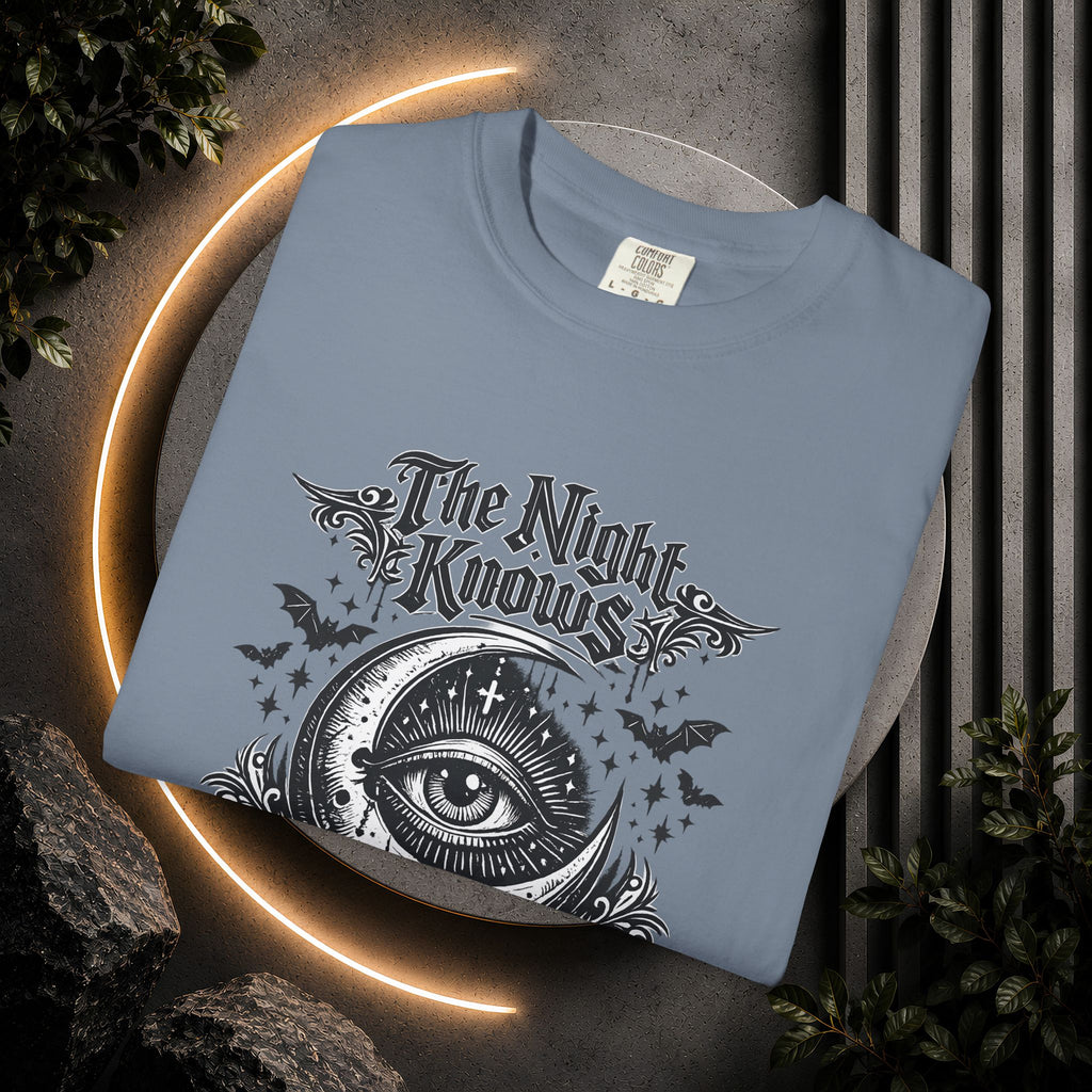 The Night Knows Eye T-Shirt — Mystical Gothic Graphic Tee