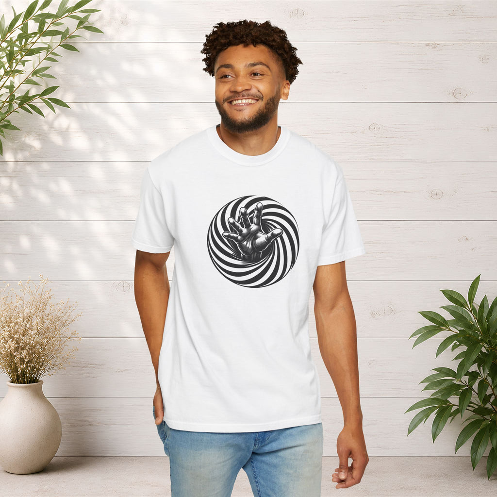 Optical Spiral Hand Graphic T-Shirt
