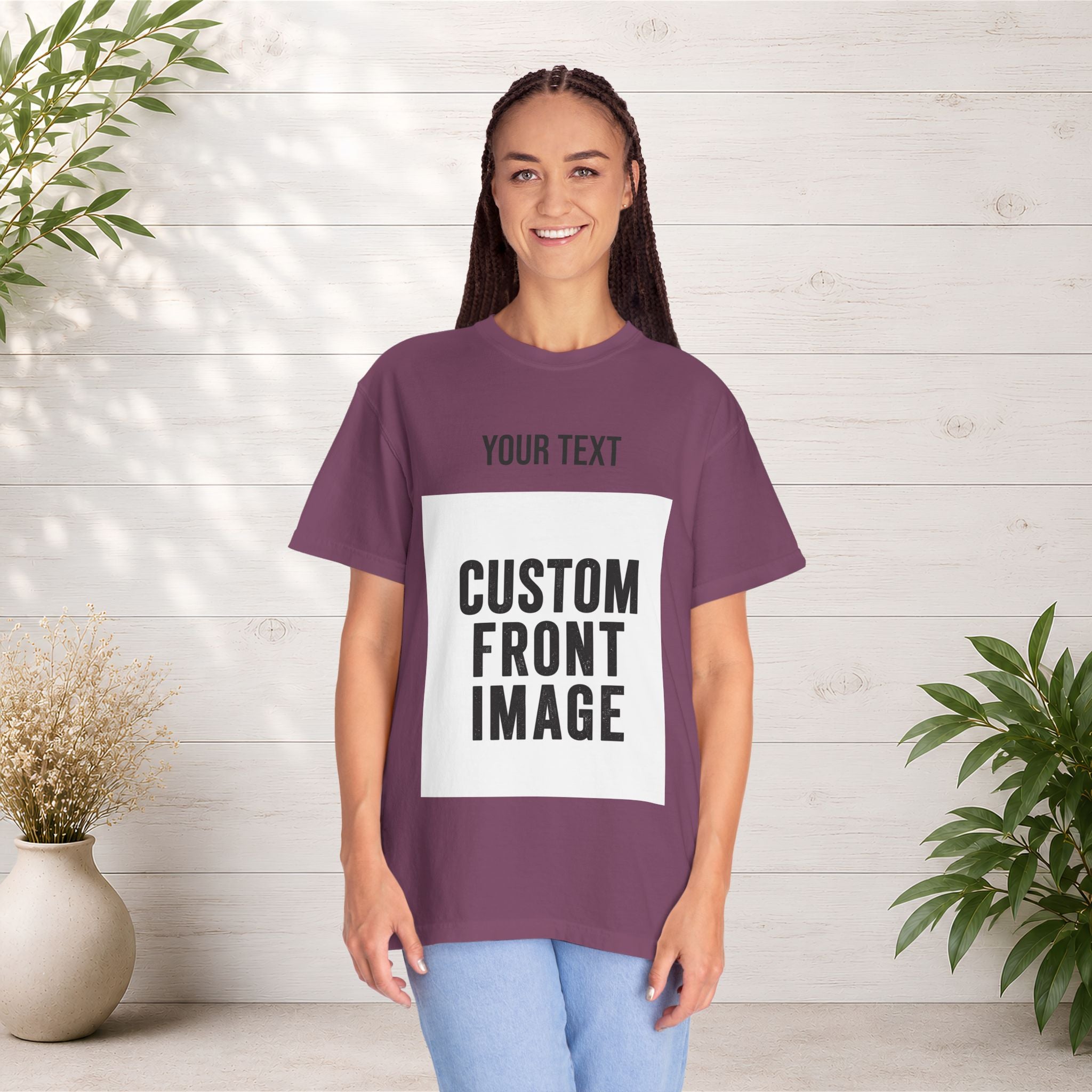 Custom Front Portrait Print T-Shirt — Personalized Text & Image Tee
