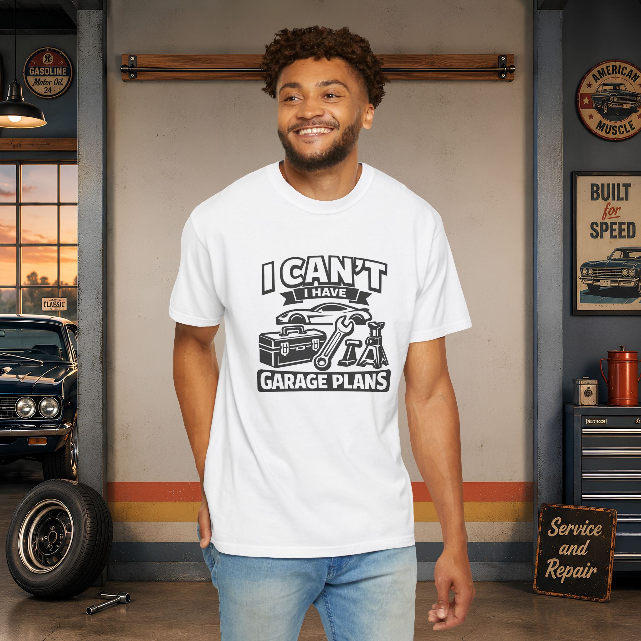 Garage Plans T-Shirt — "I Can't I Have Garage Plans" Mechanics Gift Tee