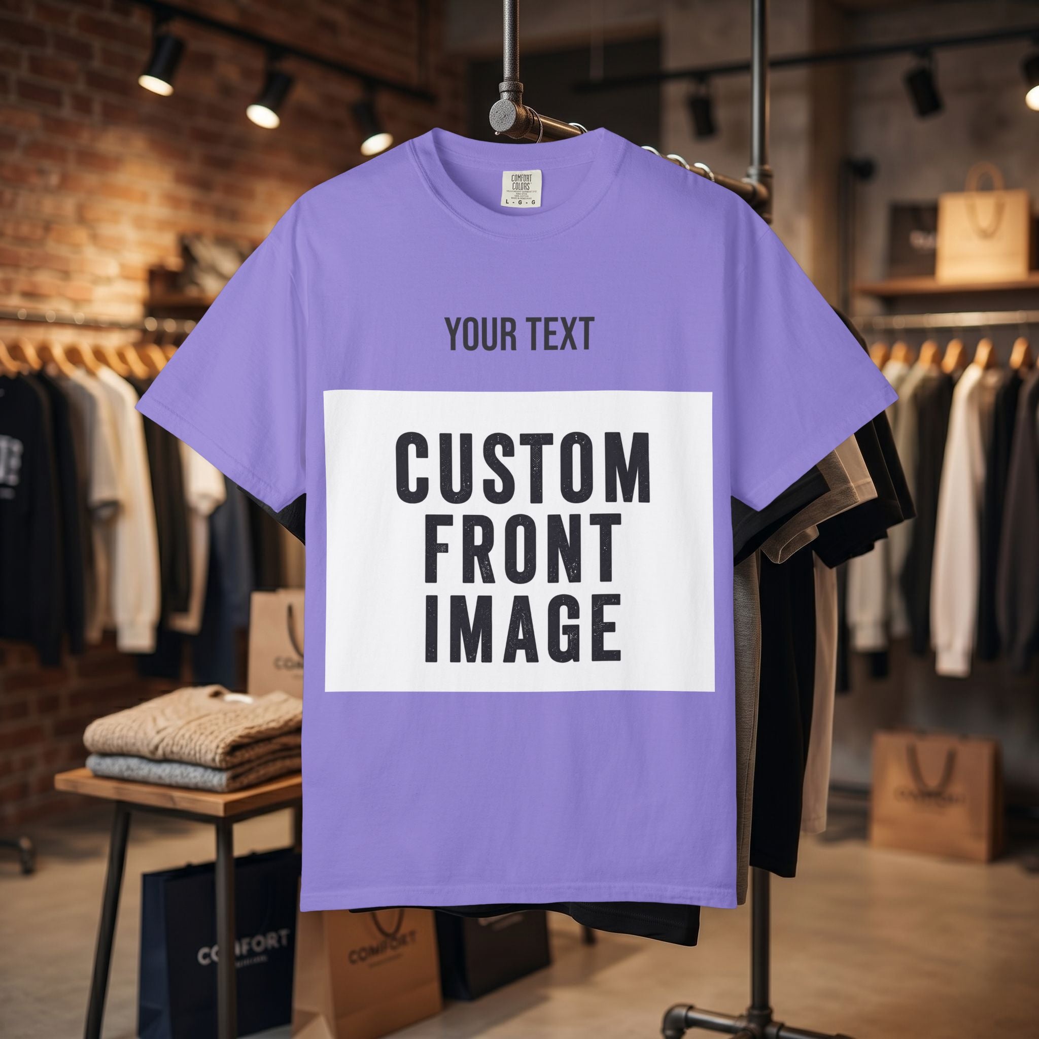 Custom Front Landscape Print T-Shirt — Personalized Text & Image Tee