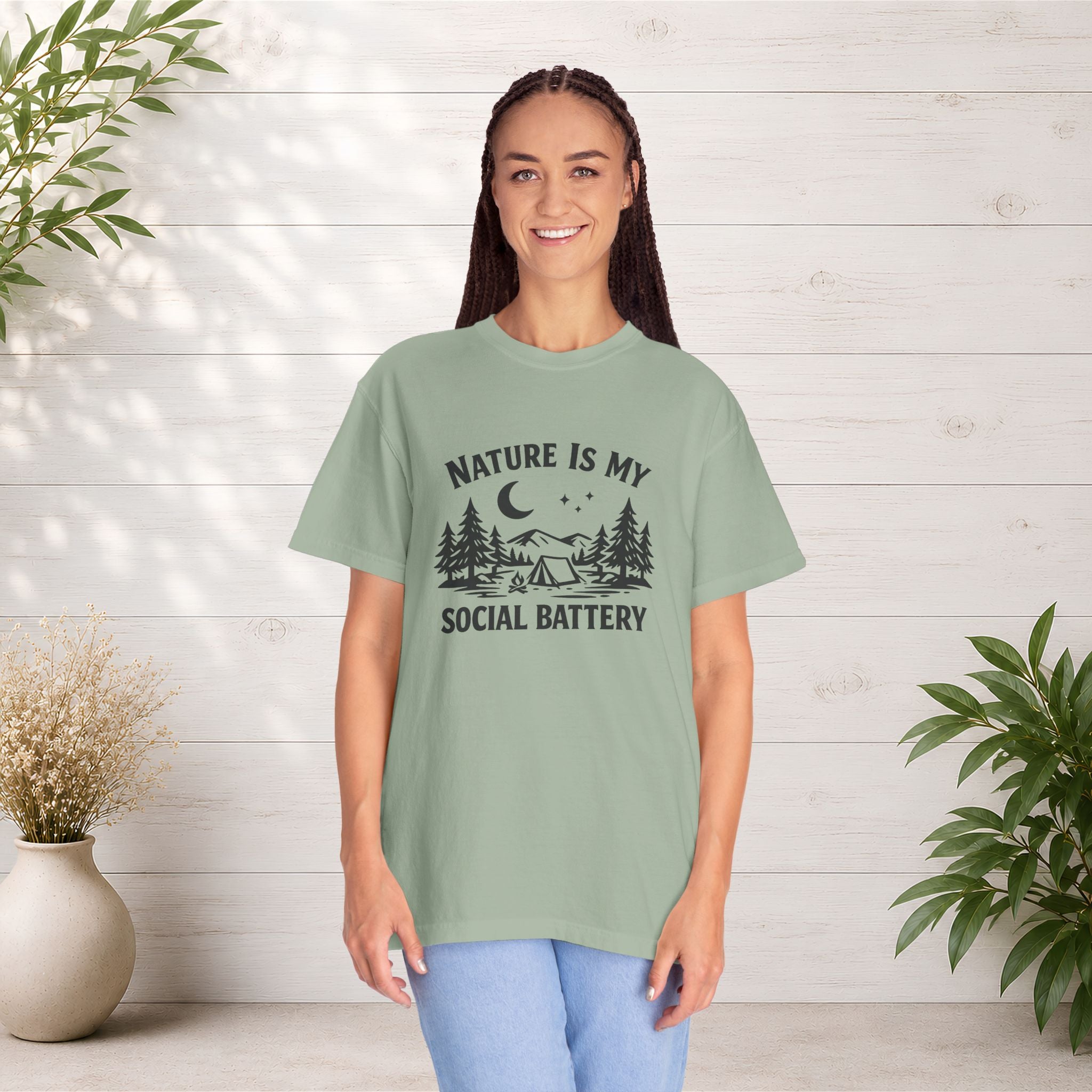 Nature Is My Social Battery T-Shirt — Outdoor Enthusiast Graphic Tee