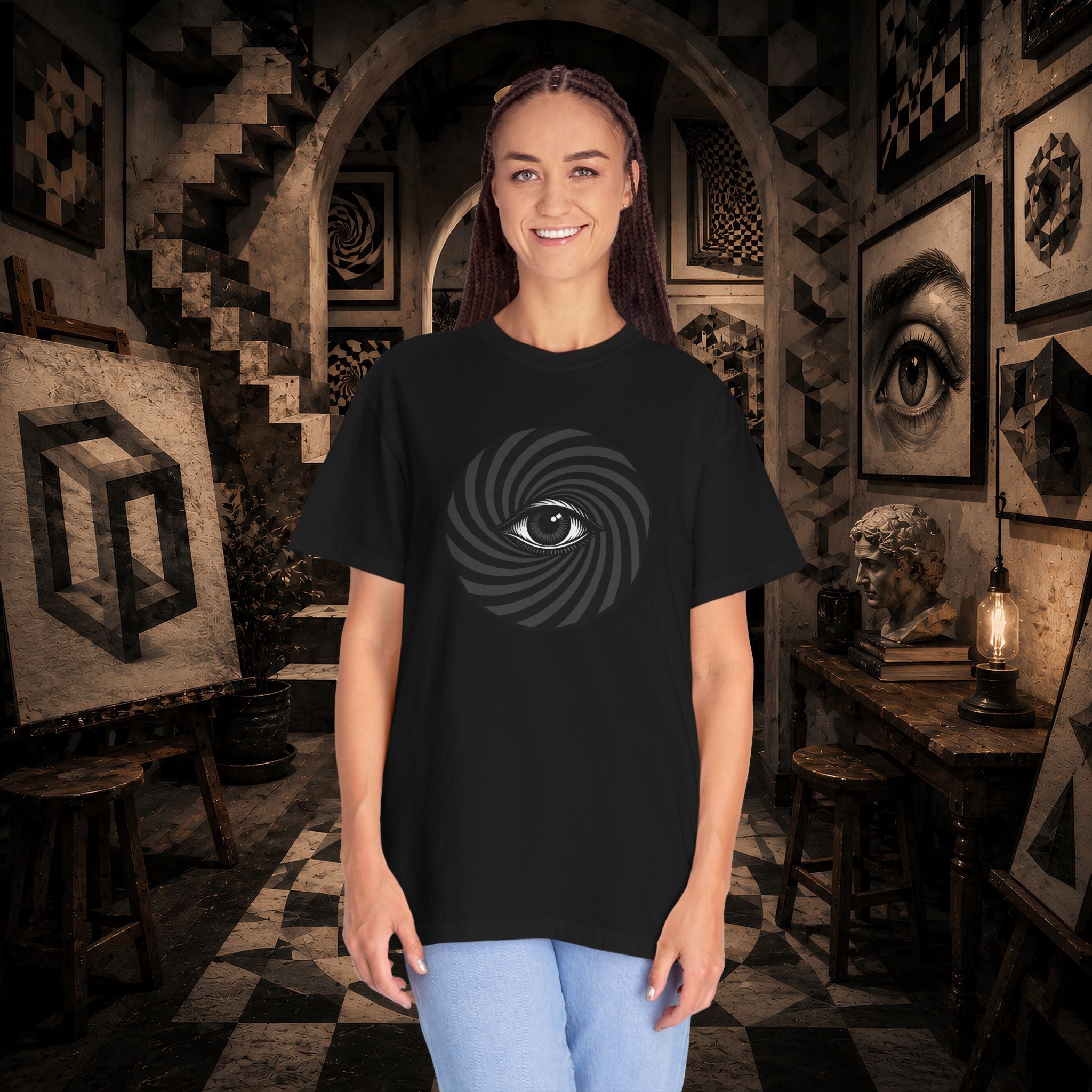 Hypnotic Eye Spiral T-Shirt — Optical Illusion Graphic Tee