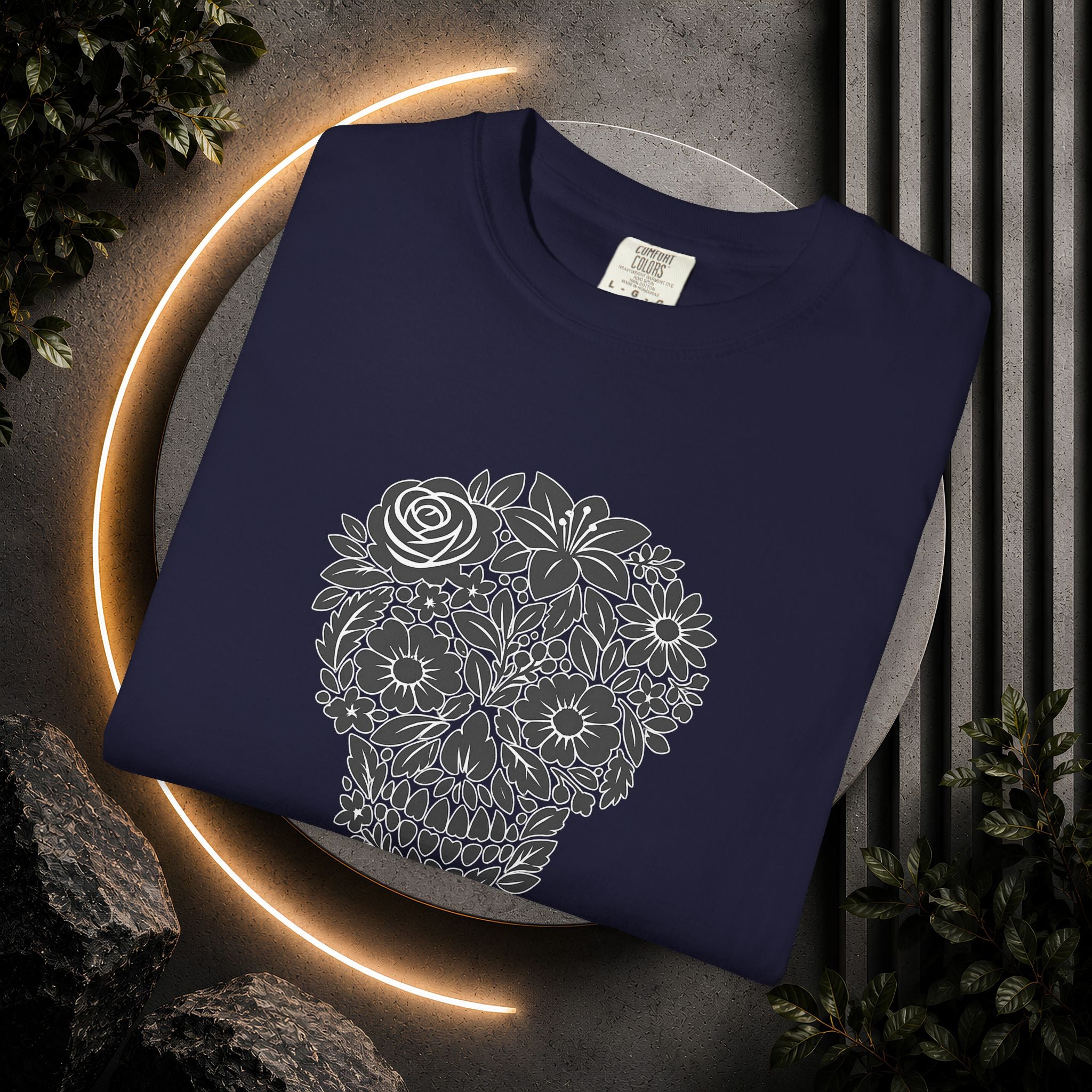 Floral Sugar Skull T-Shirt — Day of the Dead Floral Skull Tee