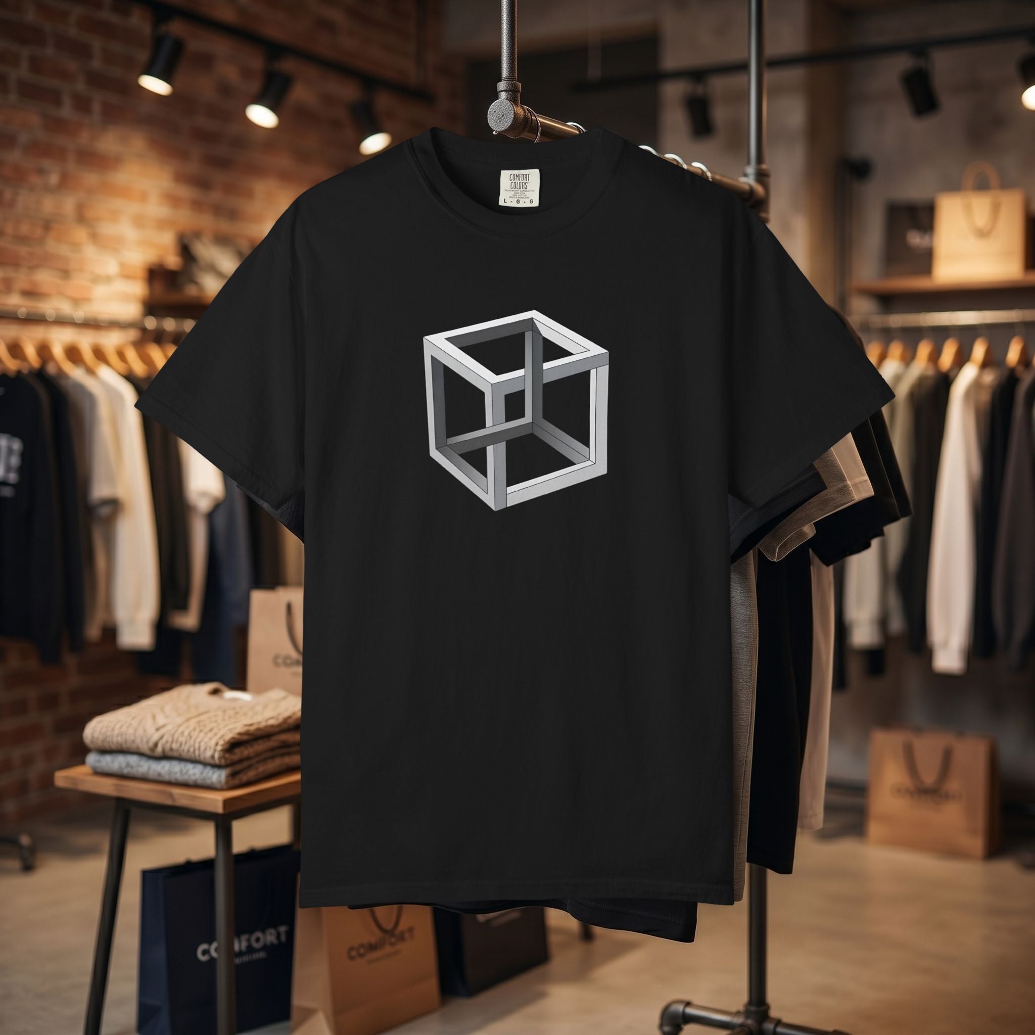 Optical Illusion Cube Depth T-Shirt