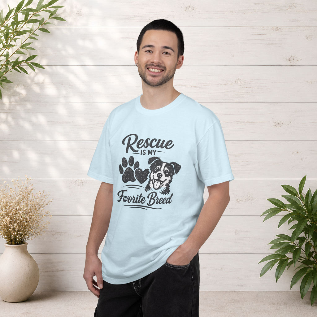 Rescue Is My Favorite Breed T-Shirt — Dog Rescue Paw Print Tee