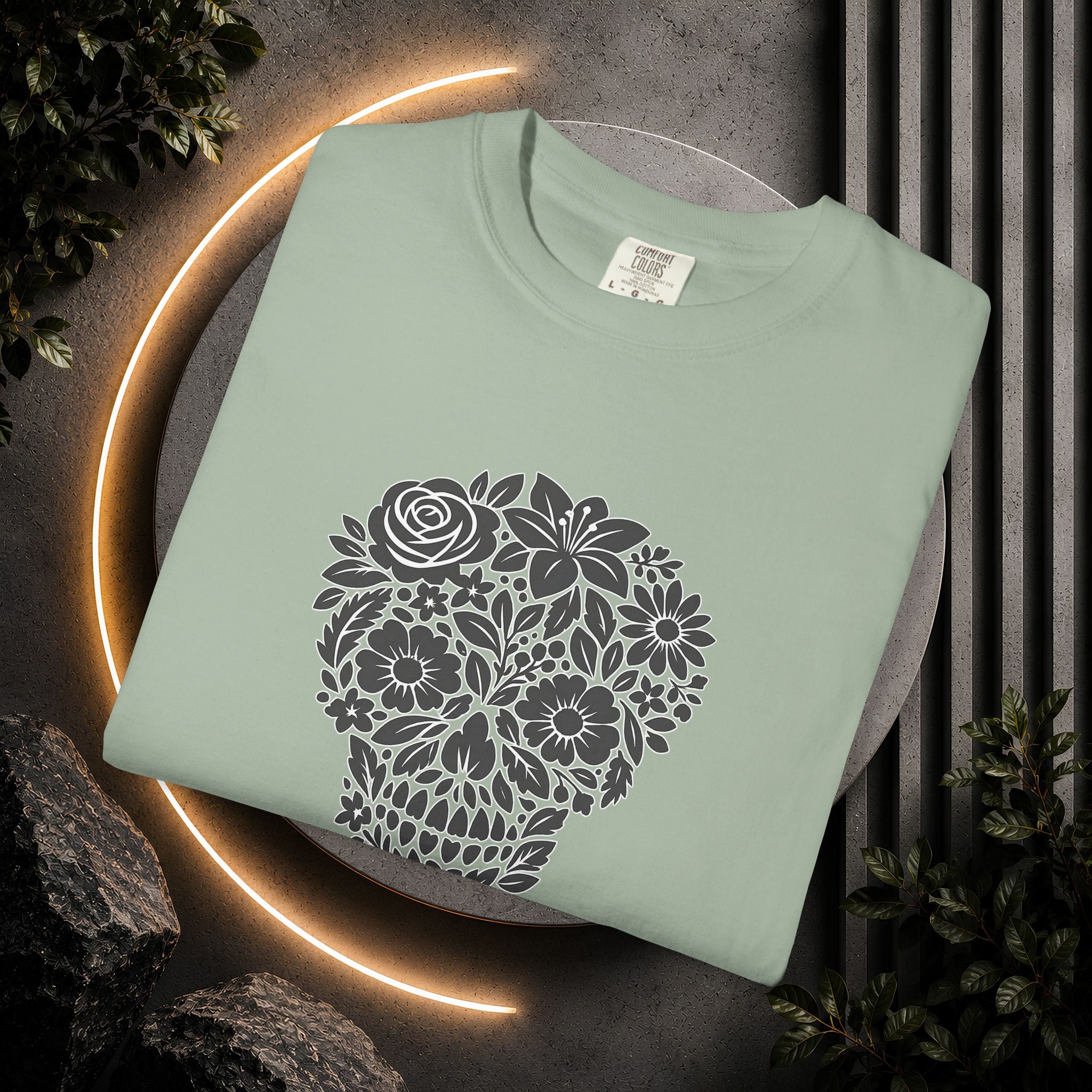 Floral Sugar Skull T-Shirt — Day of the Dead Floral Skull Tee