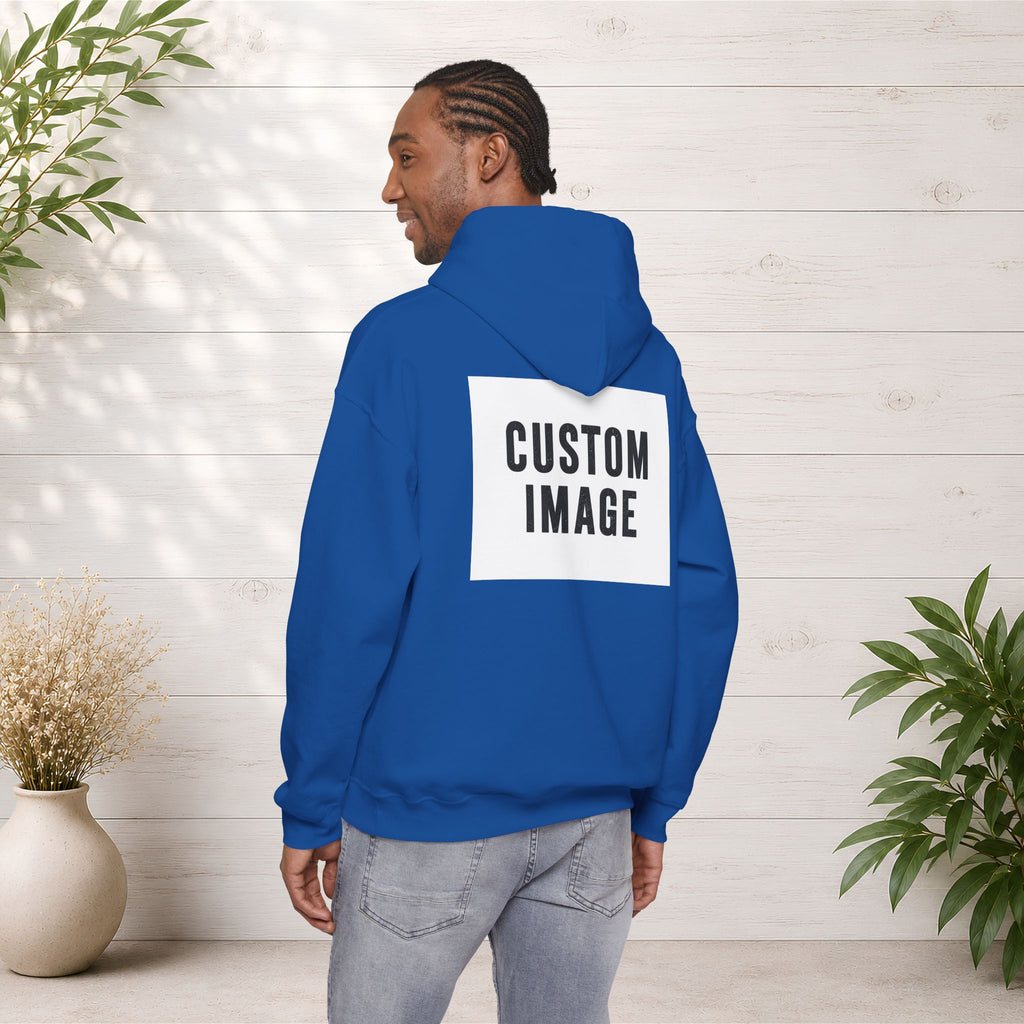 Custom Back Image Hoodie — Personalized White Pullover Hooded Sweatshirt