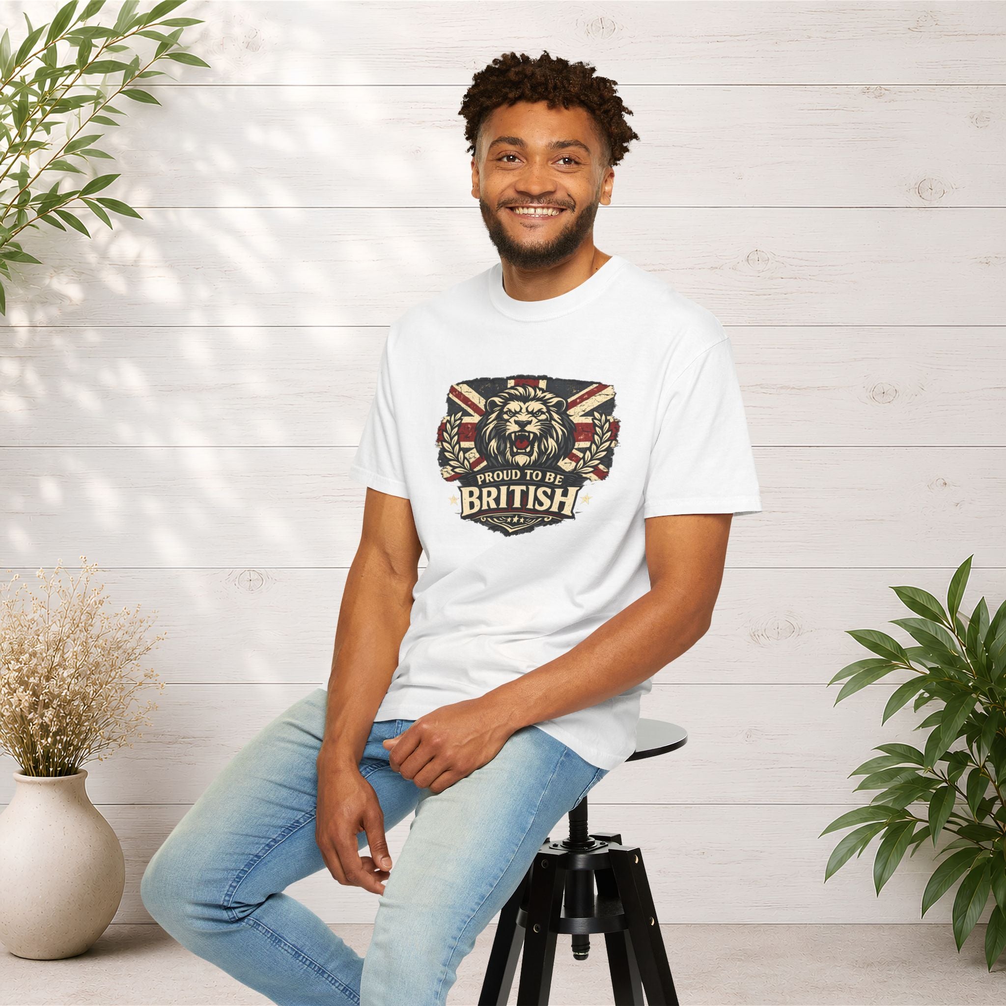 British Lion T-Shirt — "Proud to Be British" Union Jack Graphic Tee