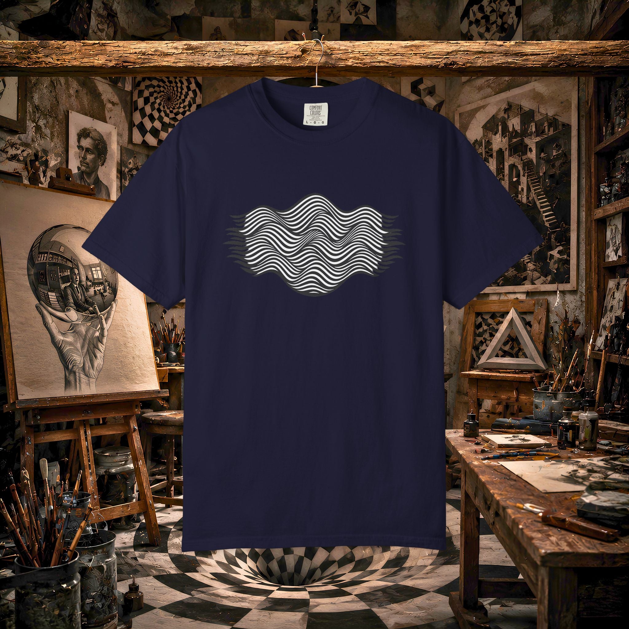Minimal Wave Graphic T-Shirt — Abstract Line Art Tee