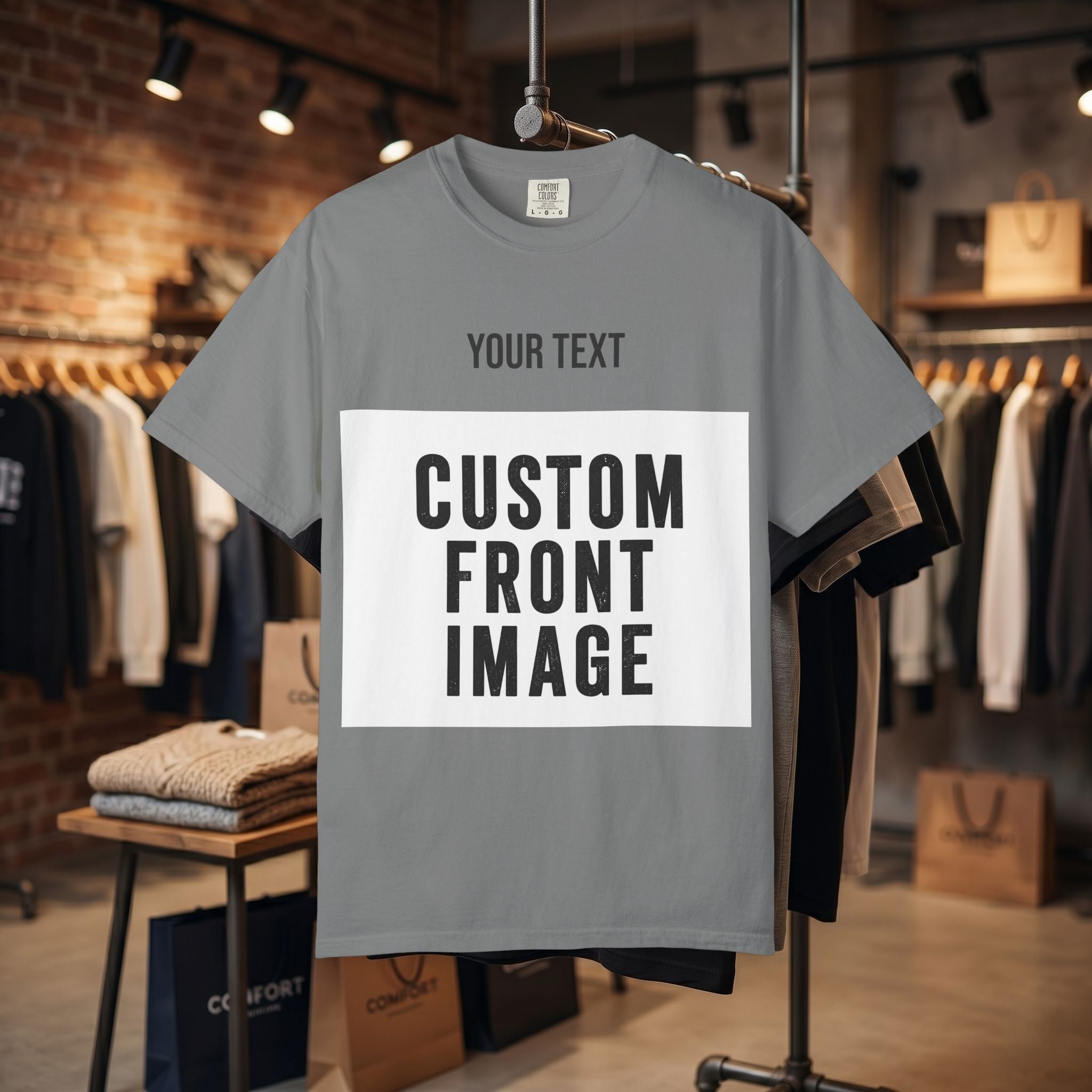 Custom Front Landscape Print T-Shirt — Personalized Text & Image Tee