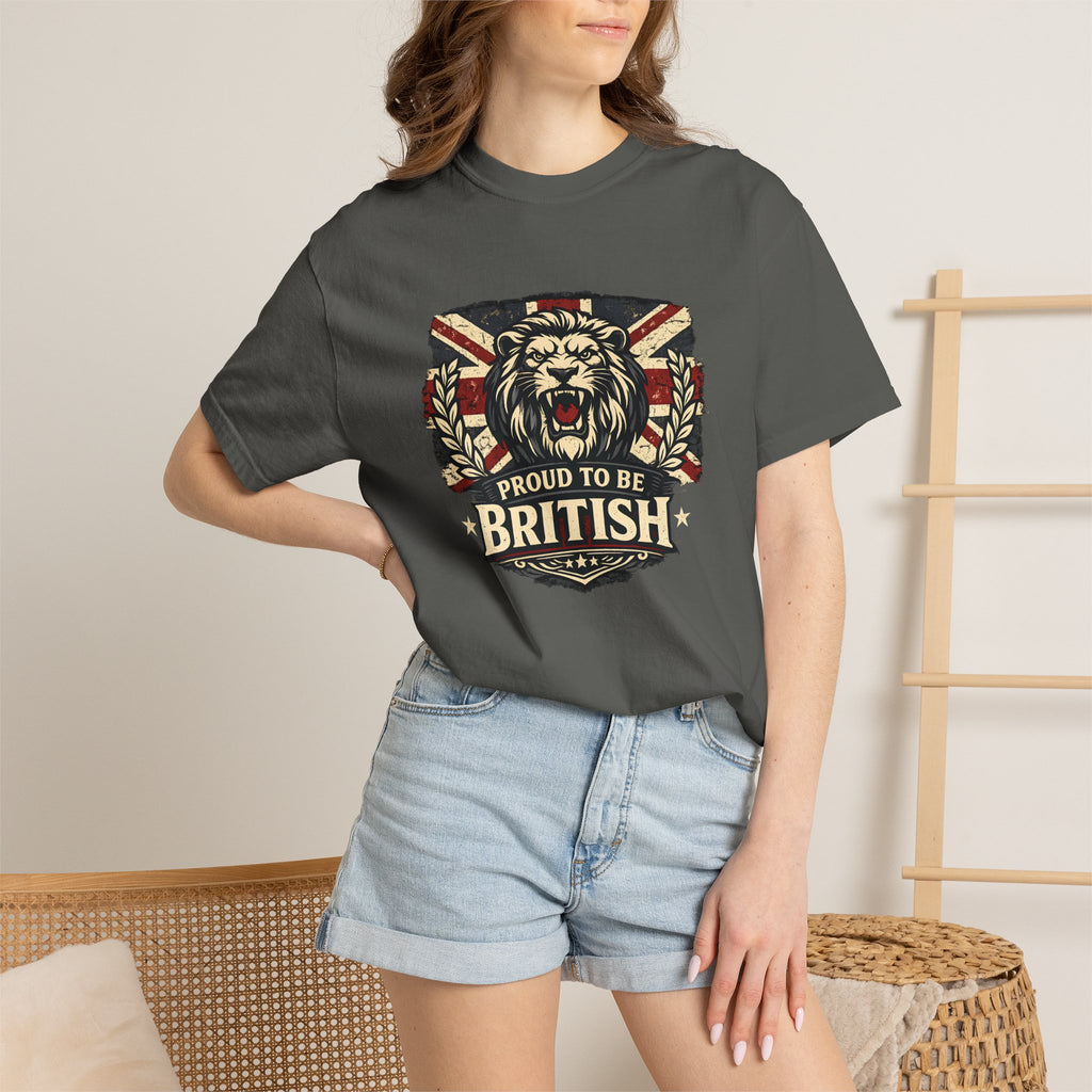 British Lion T-Shirt — "Proud to Be British" Union Jack Graphic Tee