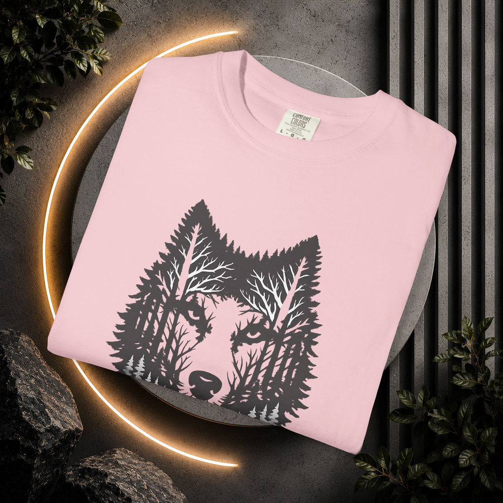 Wolf Forest T-Shirt — Geometric Woodland Wolf Graphic Tee