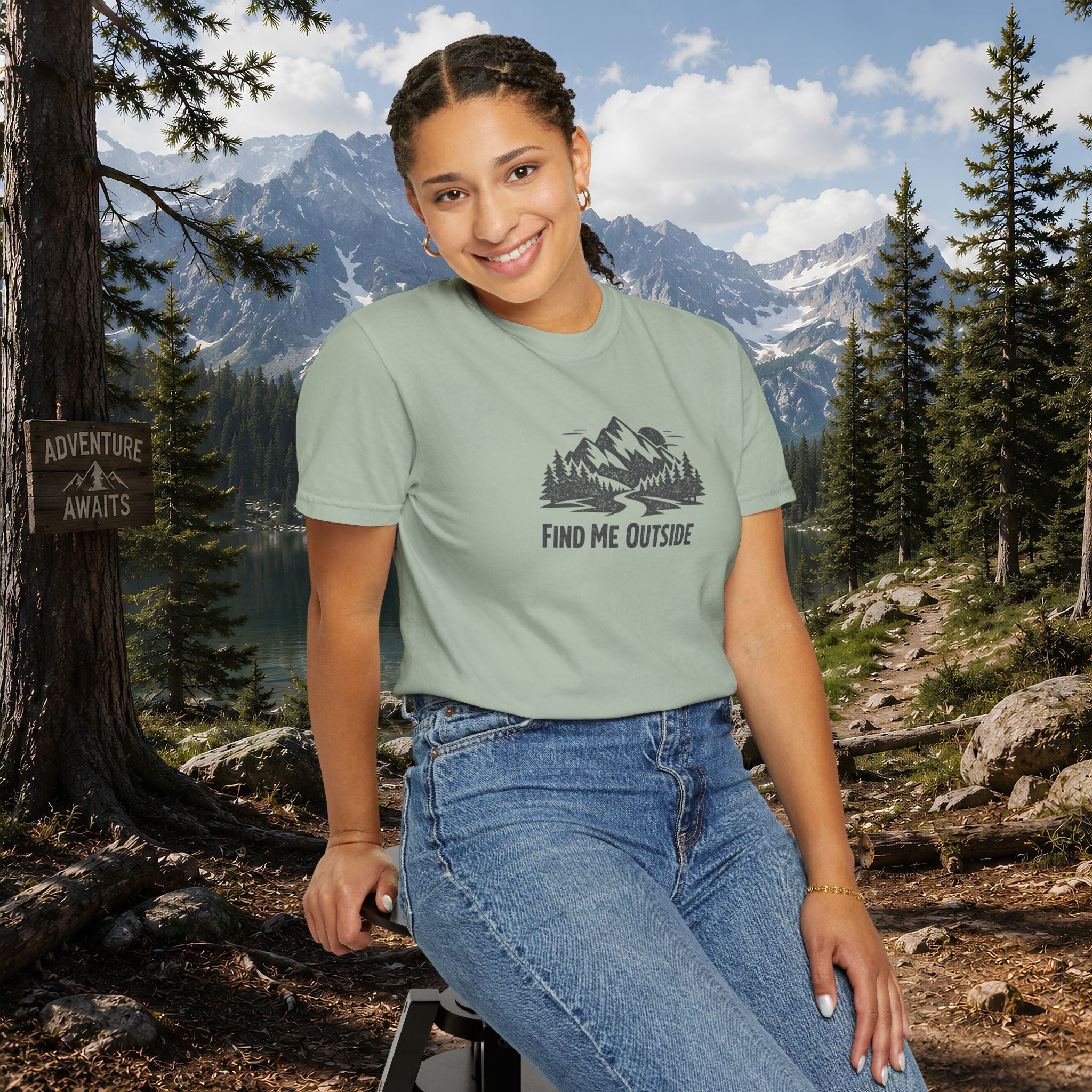 Find Me Outside Mountain T-Shirt — Outdoor Adventure Graphic Tee
