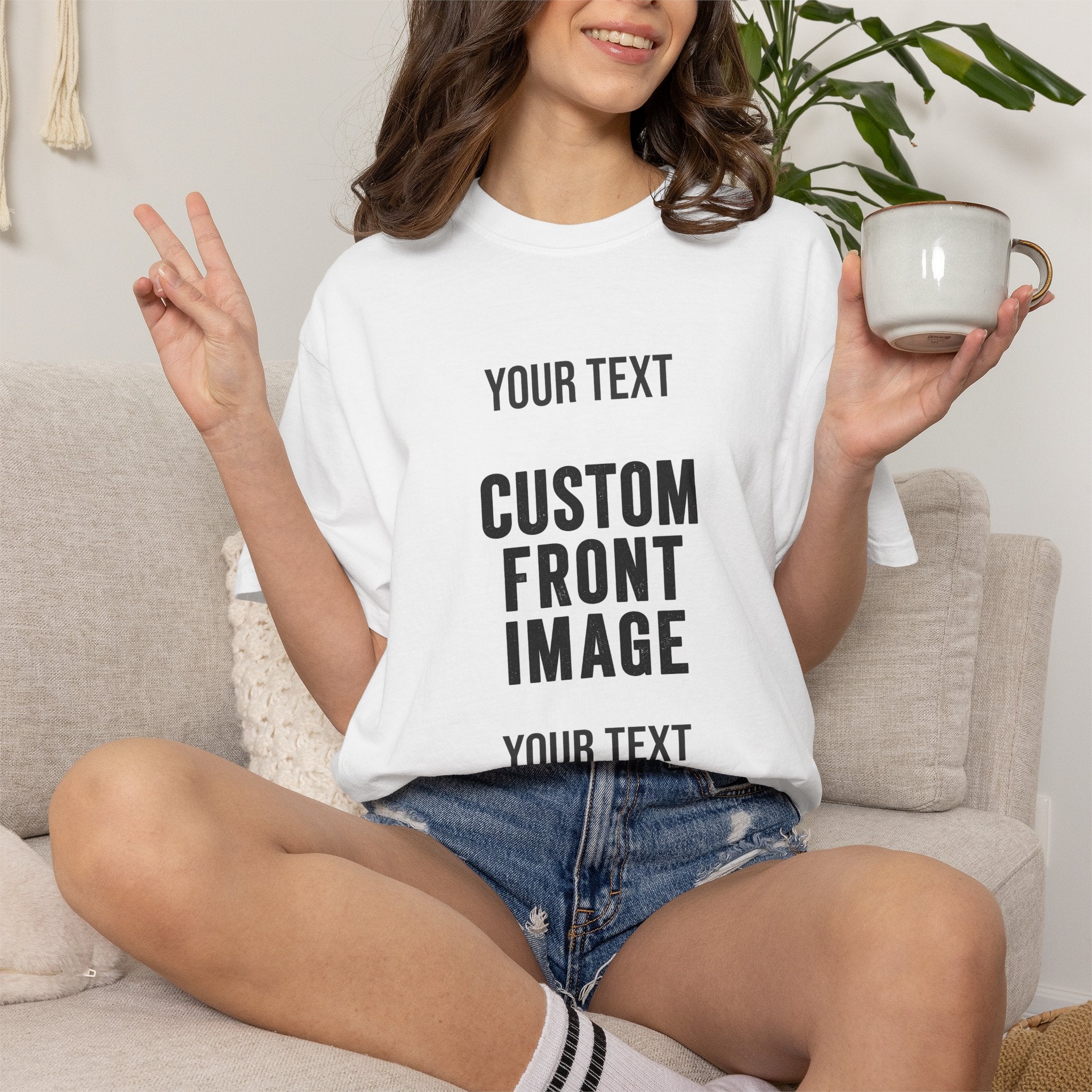 Custom Front Square Print T-Shirt — Personalized Text & Image Tee