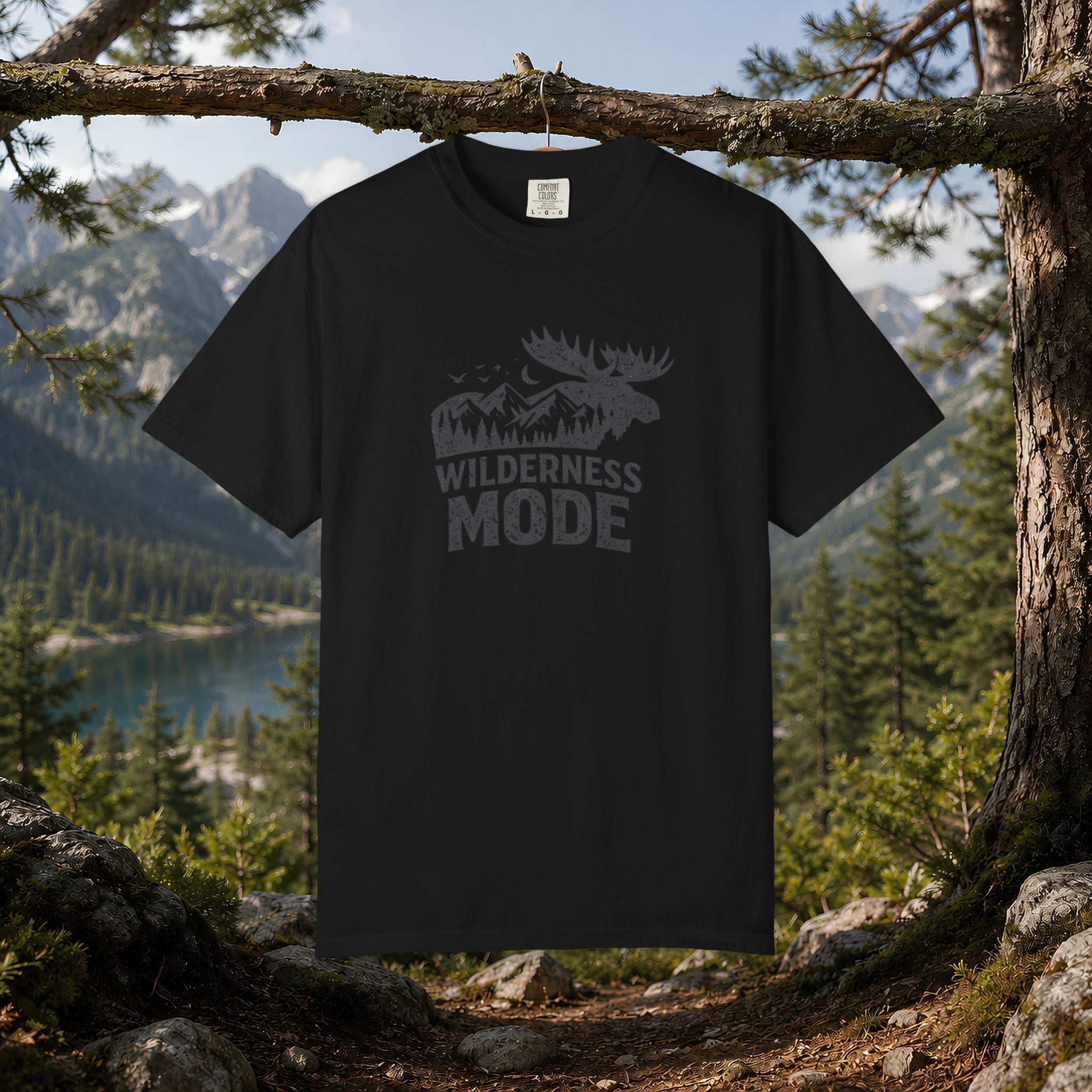 Wilderness Mode T-Shirt — Outdoor Moose Mountain Graphic Tee