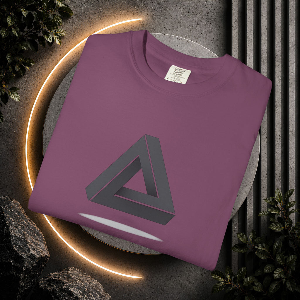 Optical Illusion Triangle T-Shirt — Geometric Penrose Design