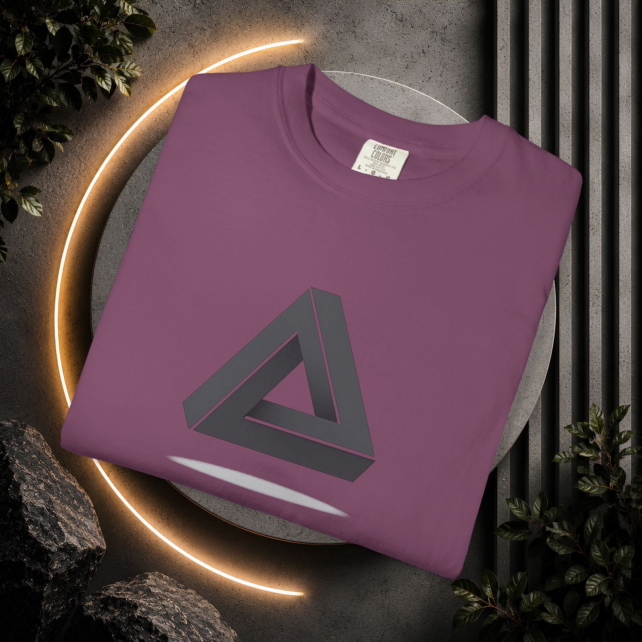 Optical Illusion Triangle T-Shirt — Geometric Penrose Design
