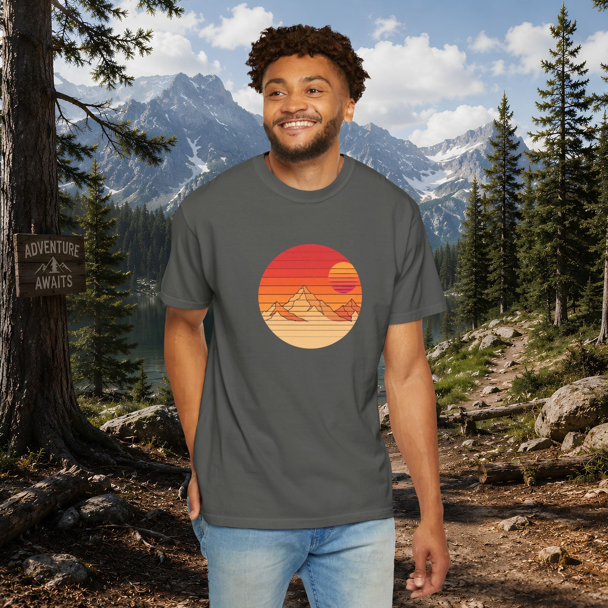 Retro Sunset Mountain T-shirt | Vintage Mountain Graphic Tee