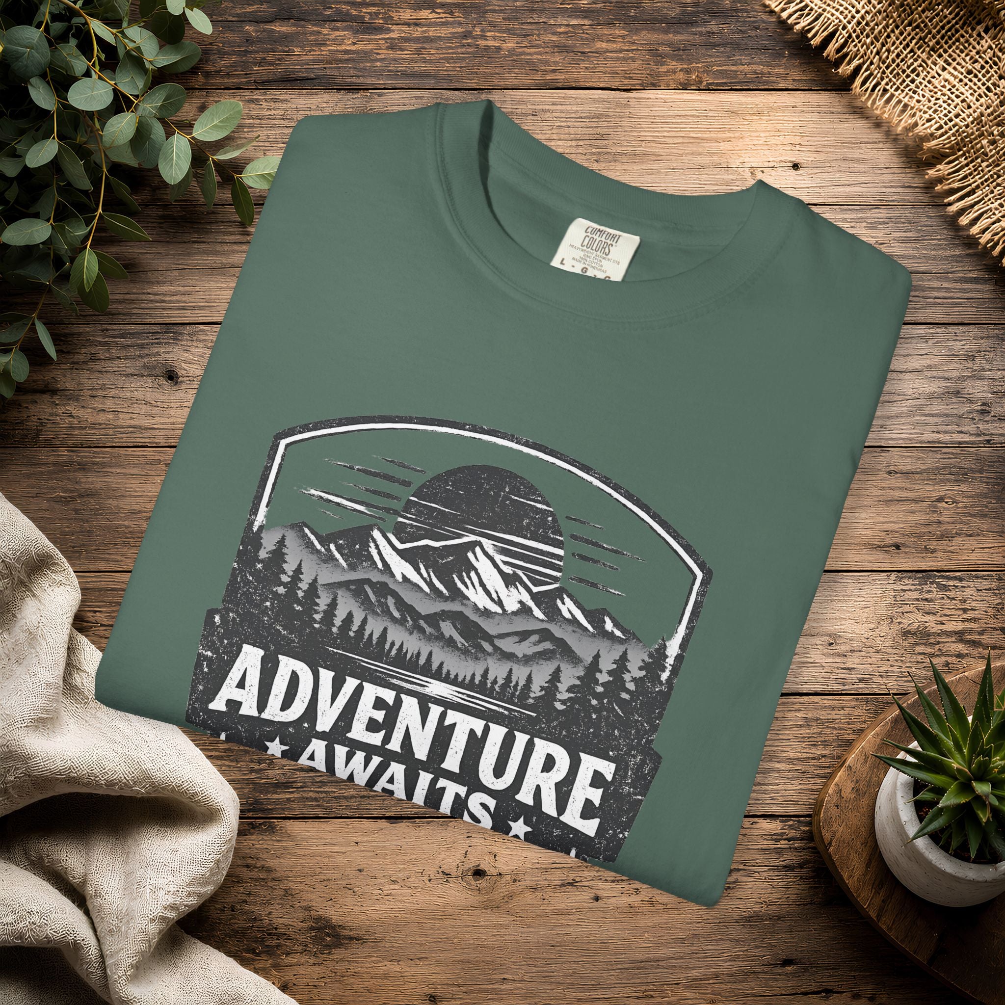 Adventure Awaits T-Shirt — Mountain Hiking Outdoors Tee