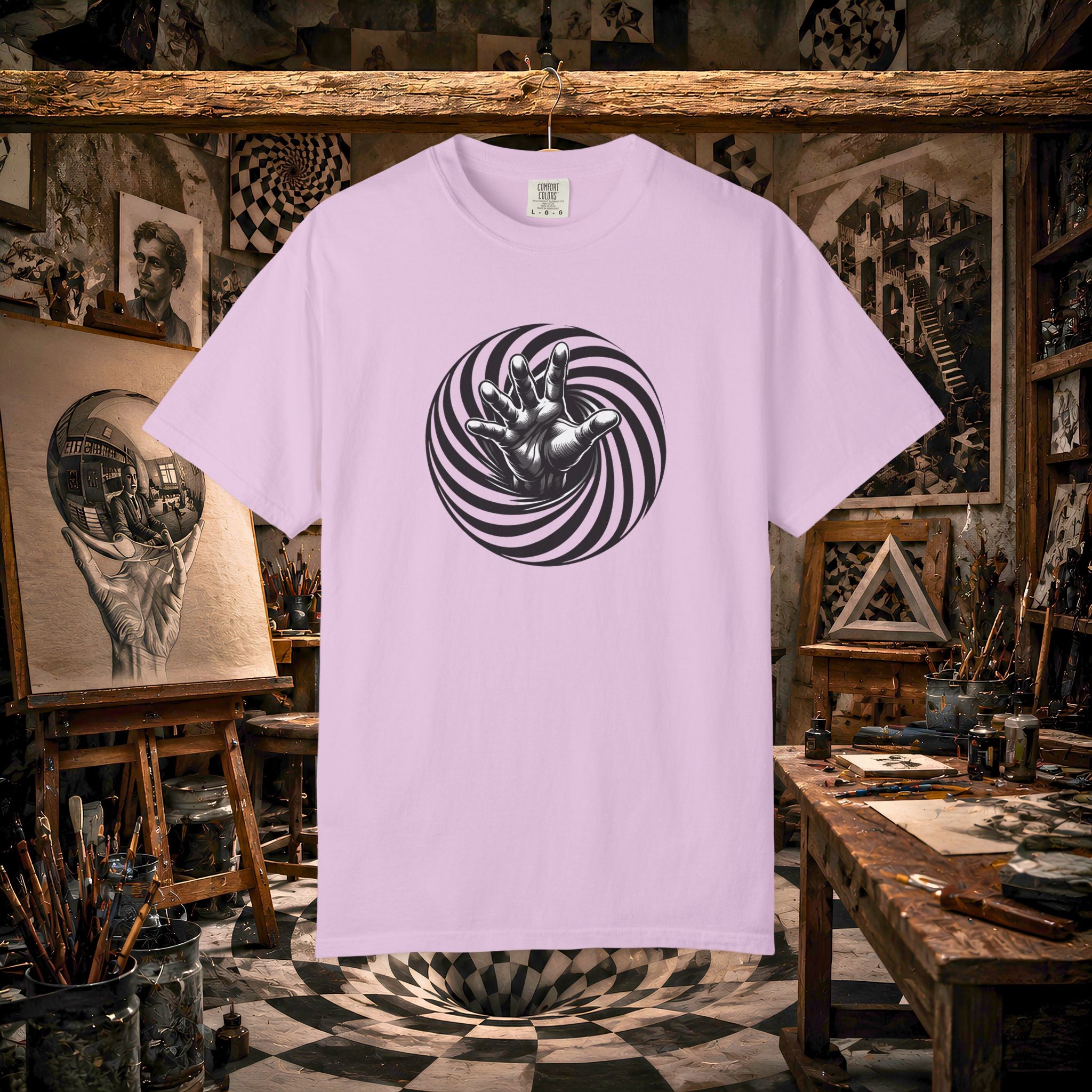 Optical Spiral Hand Graphic T-Shirt