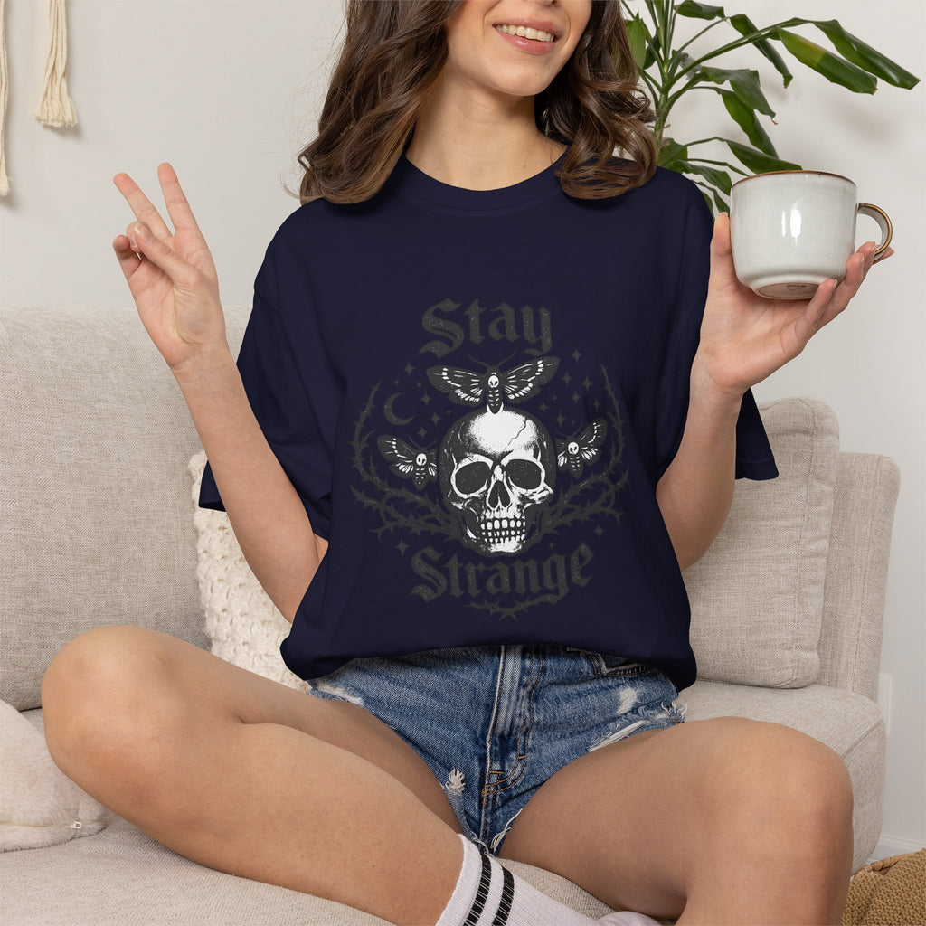 Stay Strange Skull T-Shirt — Gothic Skull Graphic Tee
