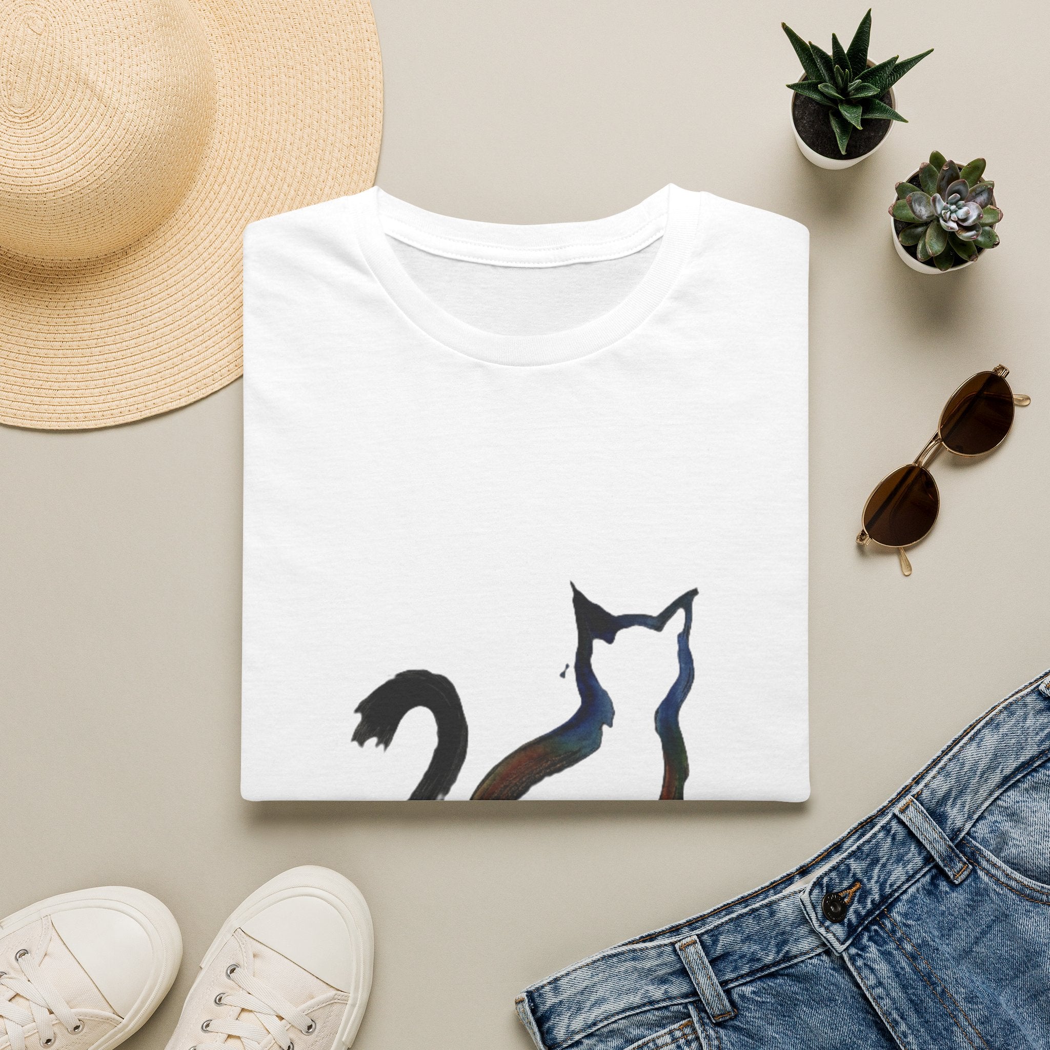 Silhouette Cat Illustration T-Shirt | Minimal Cat Artwork