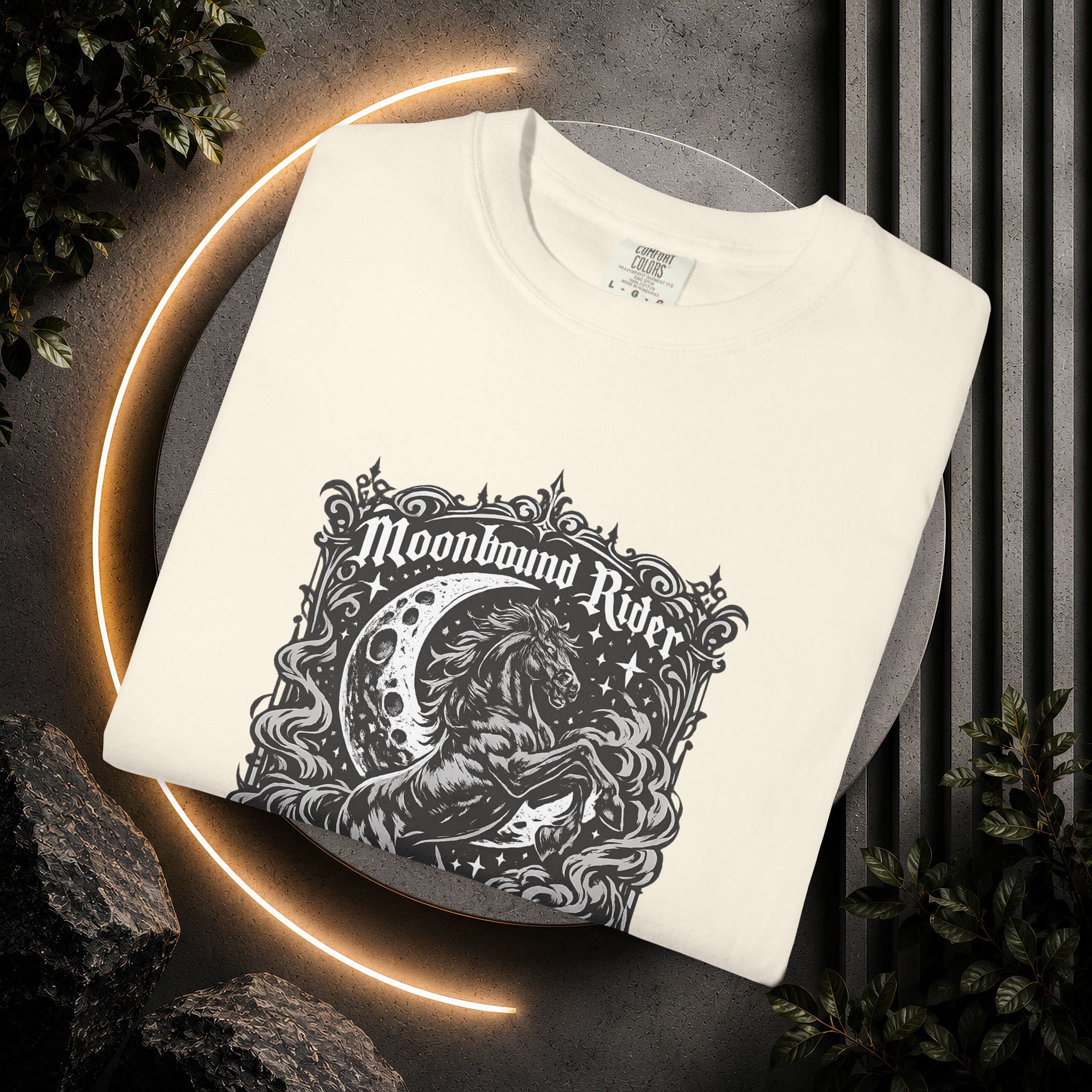 Moonbound Rider T‑Shirt — Gothic Horse Moon Design