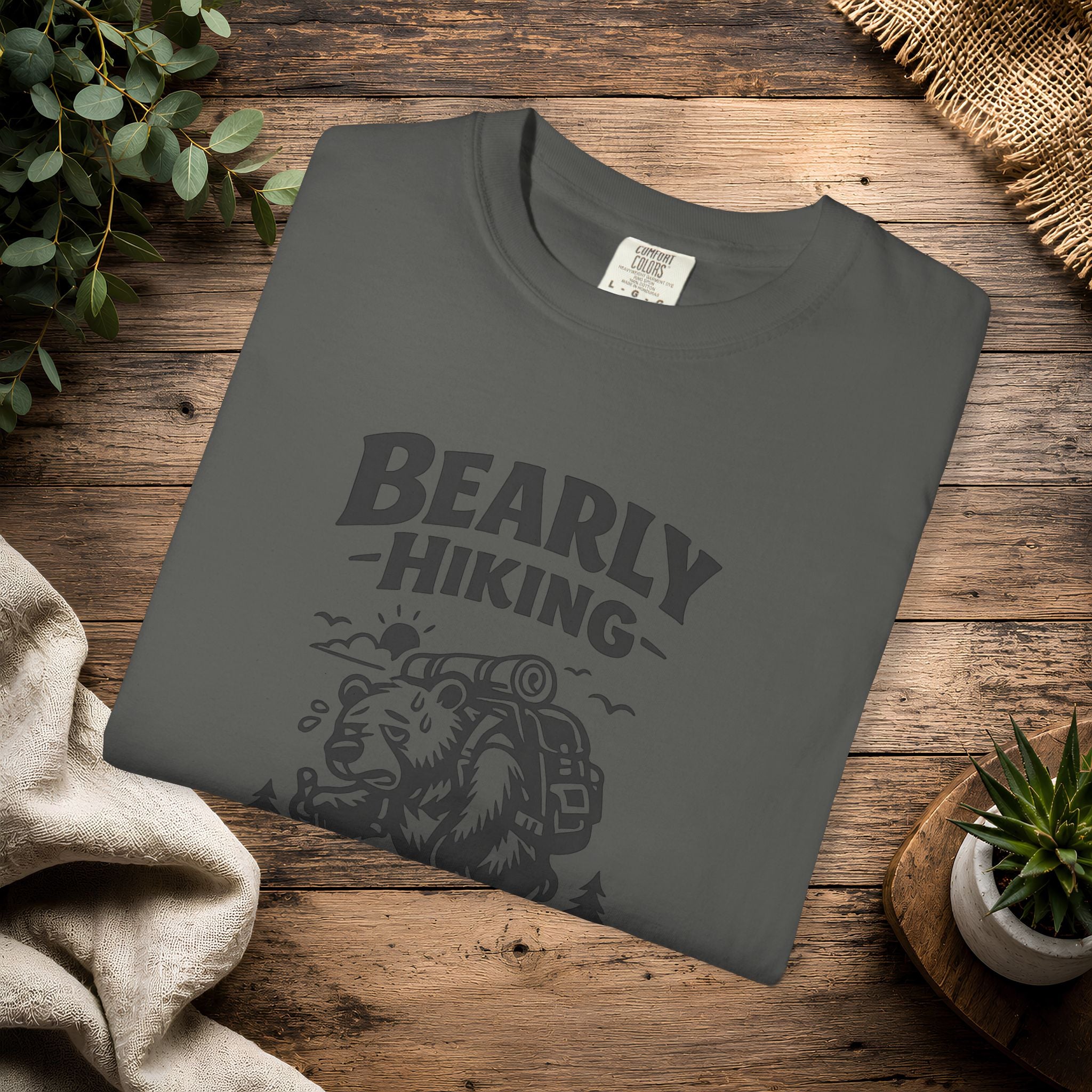 Bearly Hiking T-Shirt — Funny Bear Backpacking Graphic Tee for Hikers & Outdoor Lovers