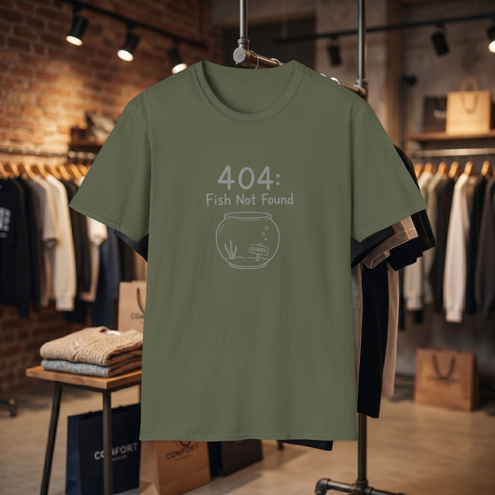 404 Fish Not Found T-Shirt | Funny Fish Bowl Graphic Tee