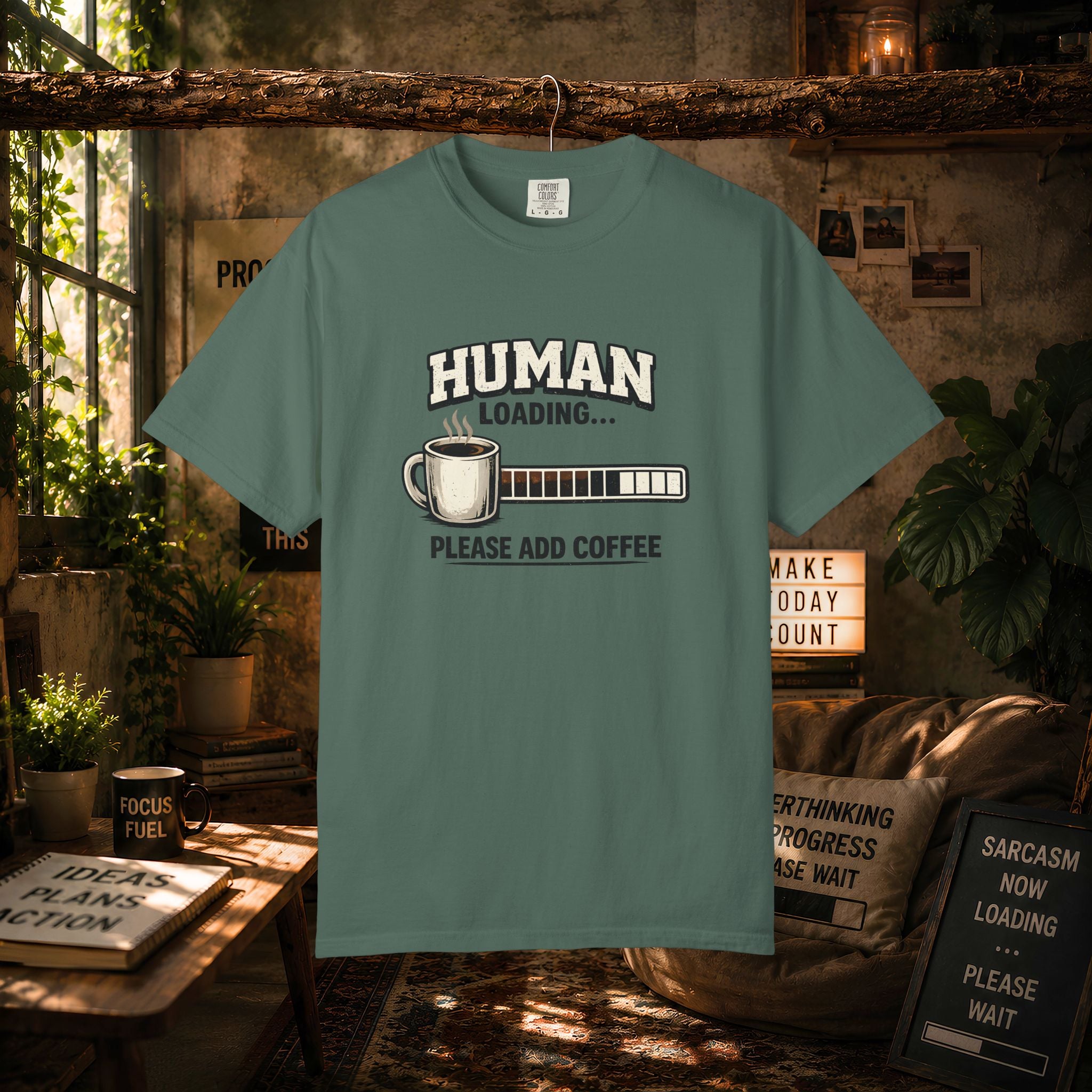 "Human Loading... Please Add Coffee" Funny Coffee Lover T-Shirt