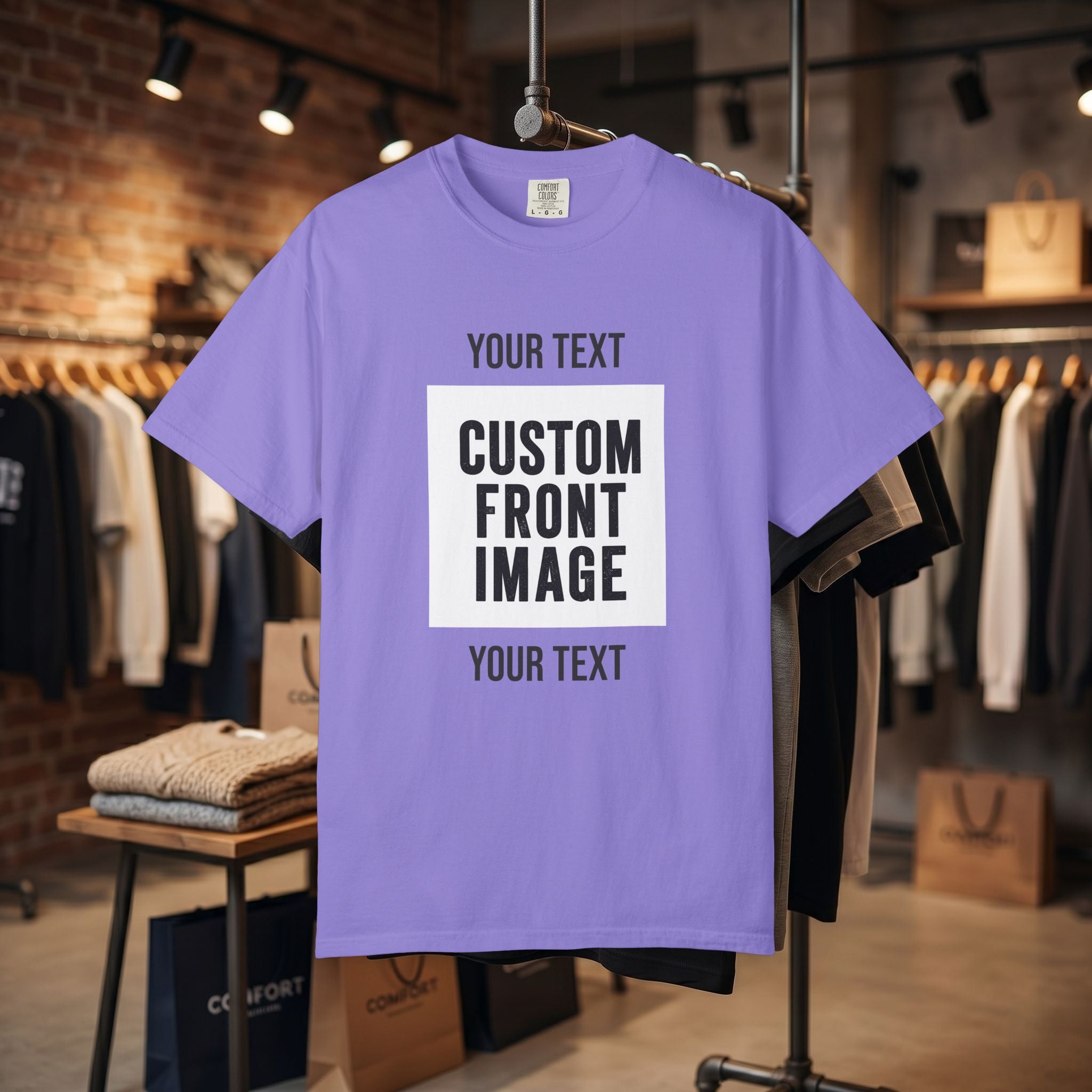 Custom Front Square Print T-Shirt — Personalized Text & Image Tee