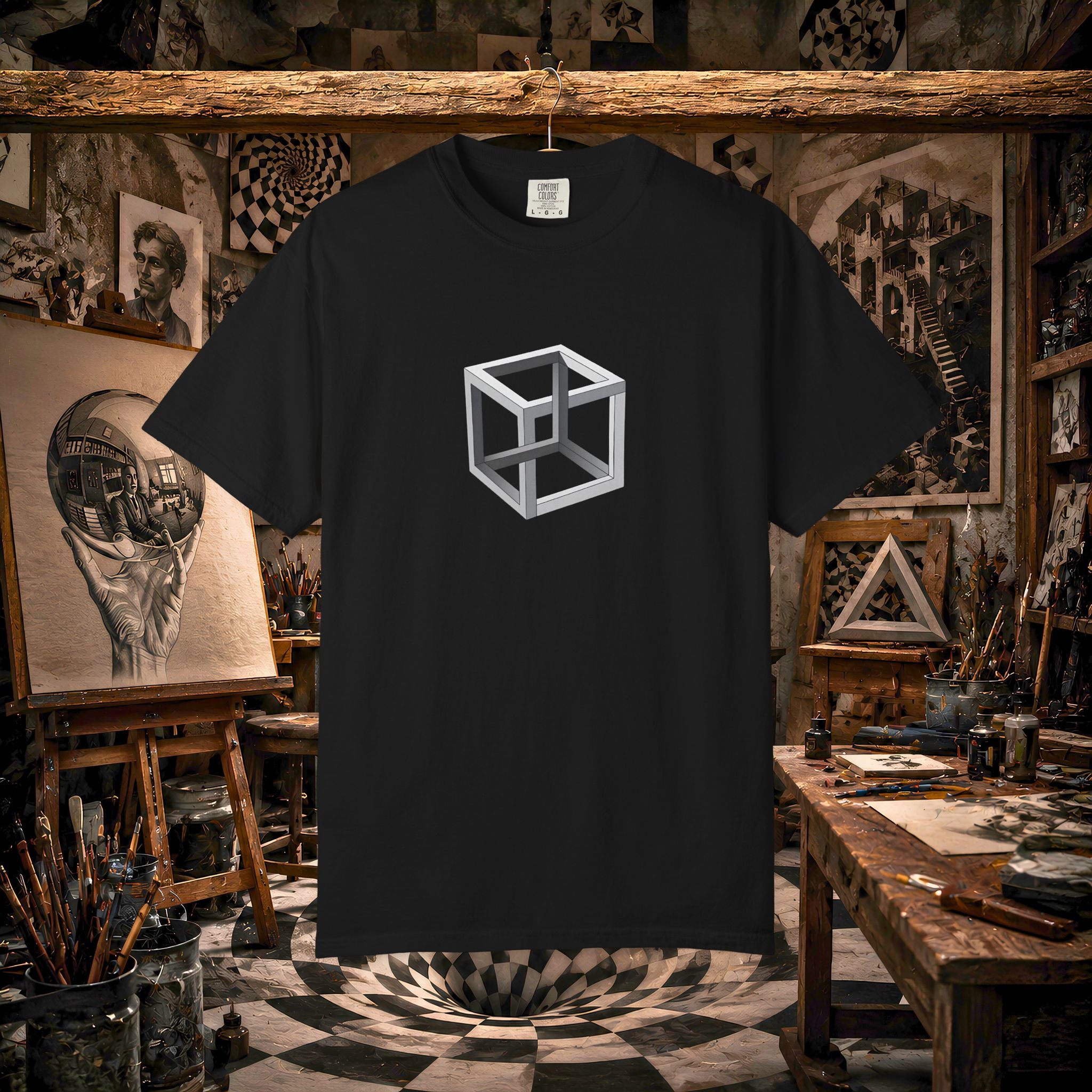 Optical Illusion Cube Depth T-Shirt
