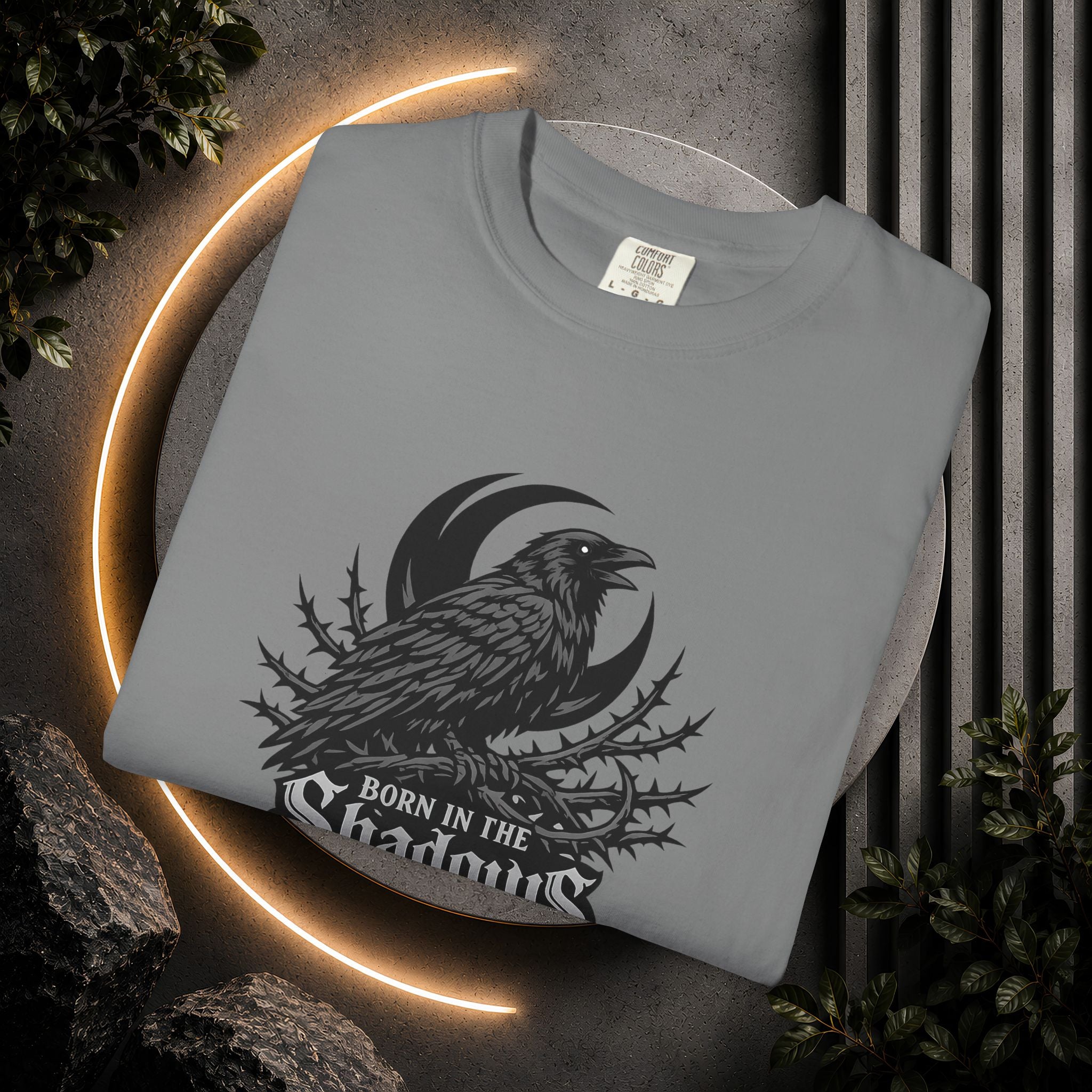 Raven in the Shadows T-Shirt — Gothic Raven Graphic Tee