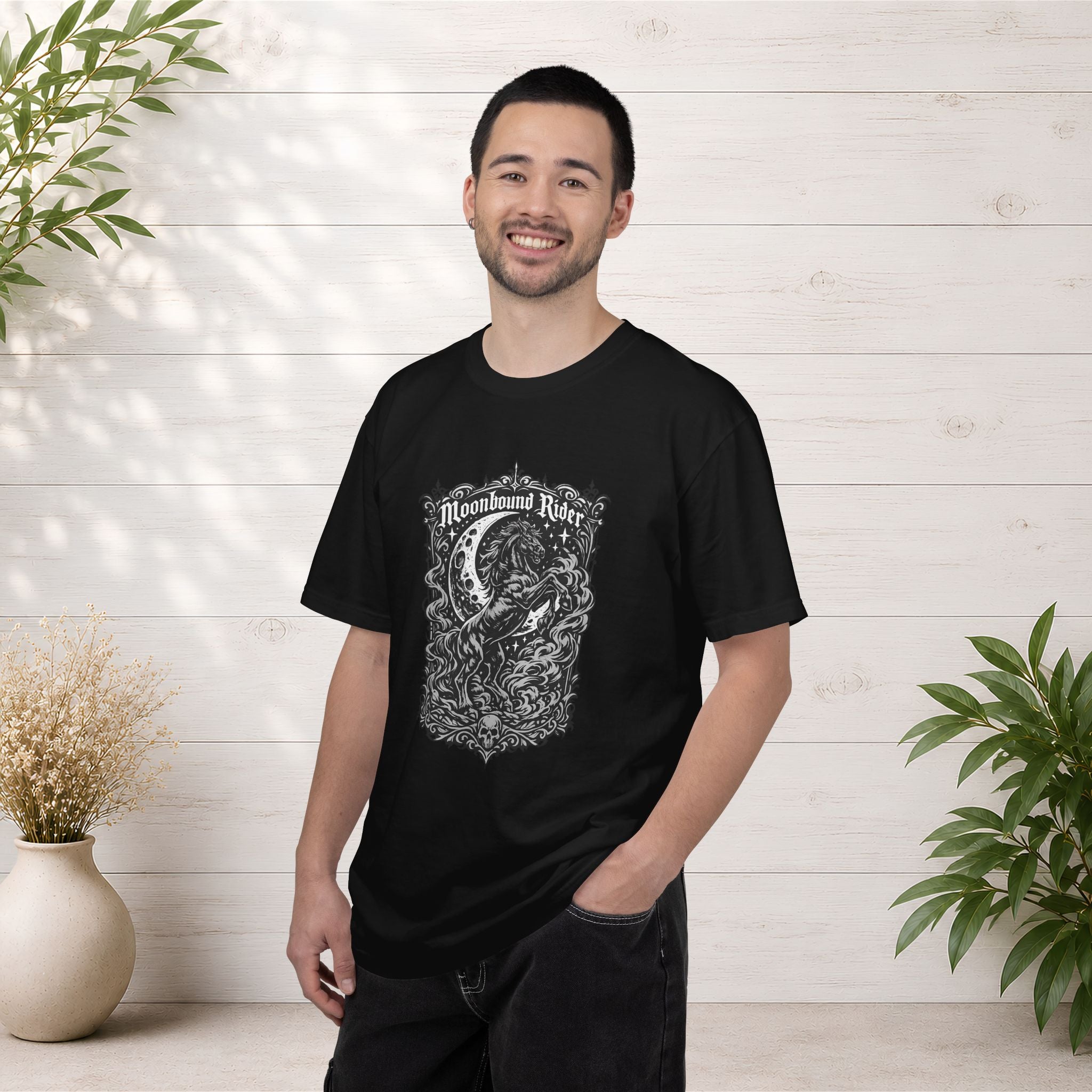 Moonbound Rider T‑Shirt — Gothic Horse Moon Design