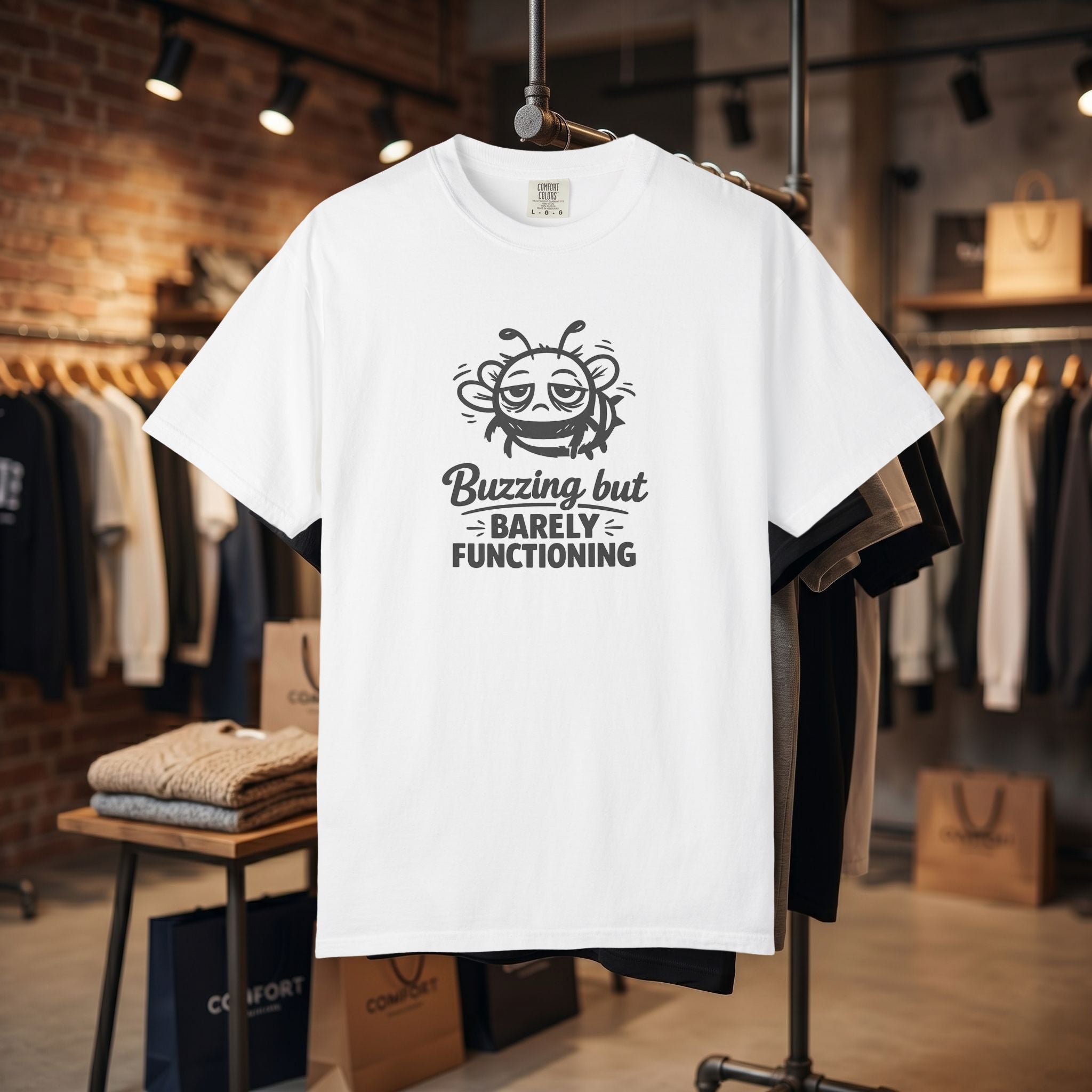 Buzzing But Barely Functioning T-Shirt — Funny Bee Graphic Tee