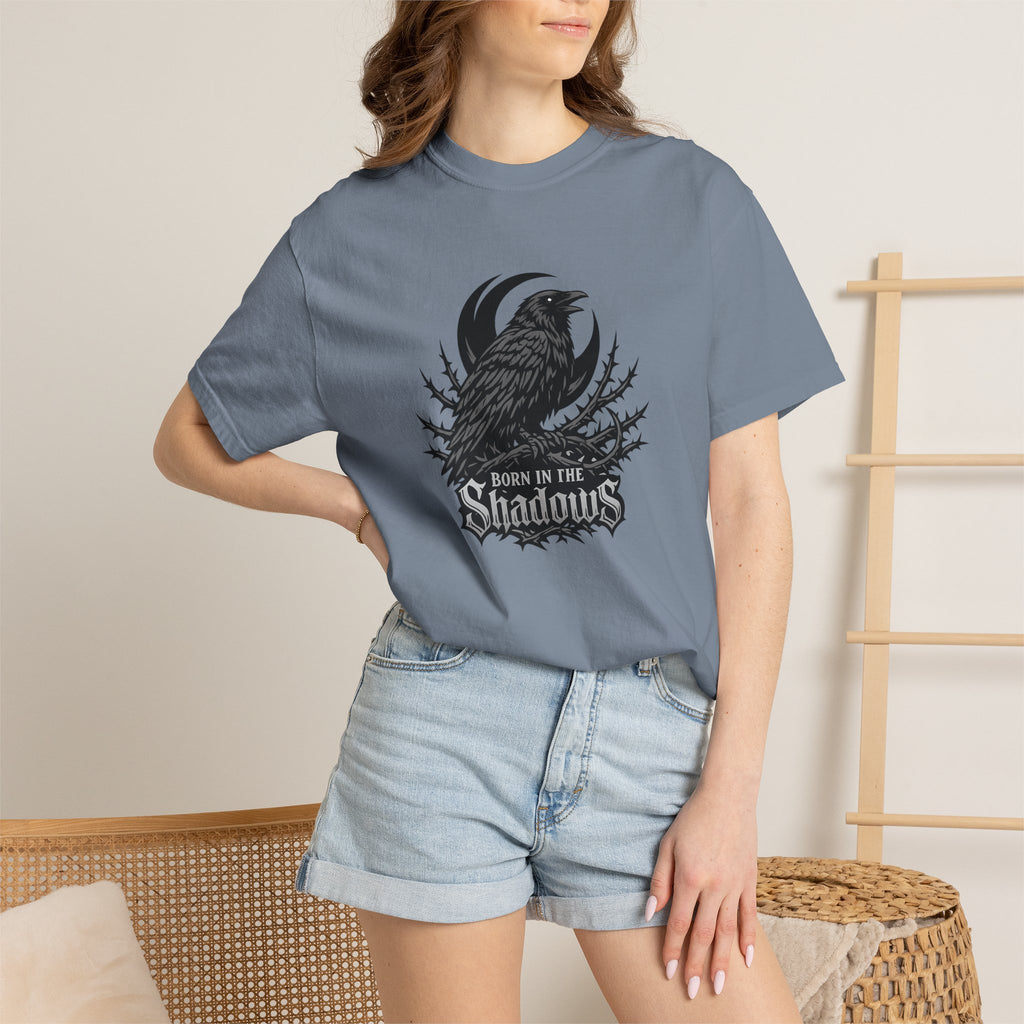 Raven in the Shadows T-Shirt — Gothic Raven Graphic Tee